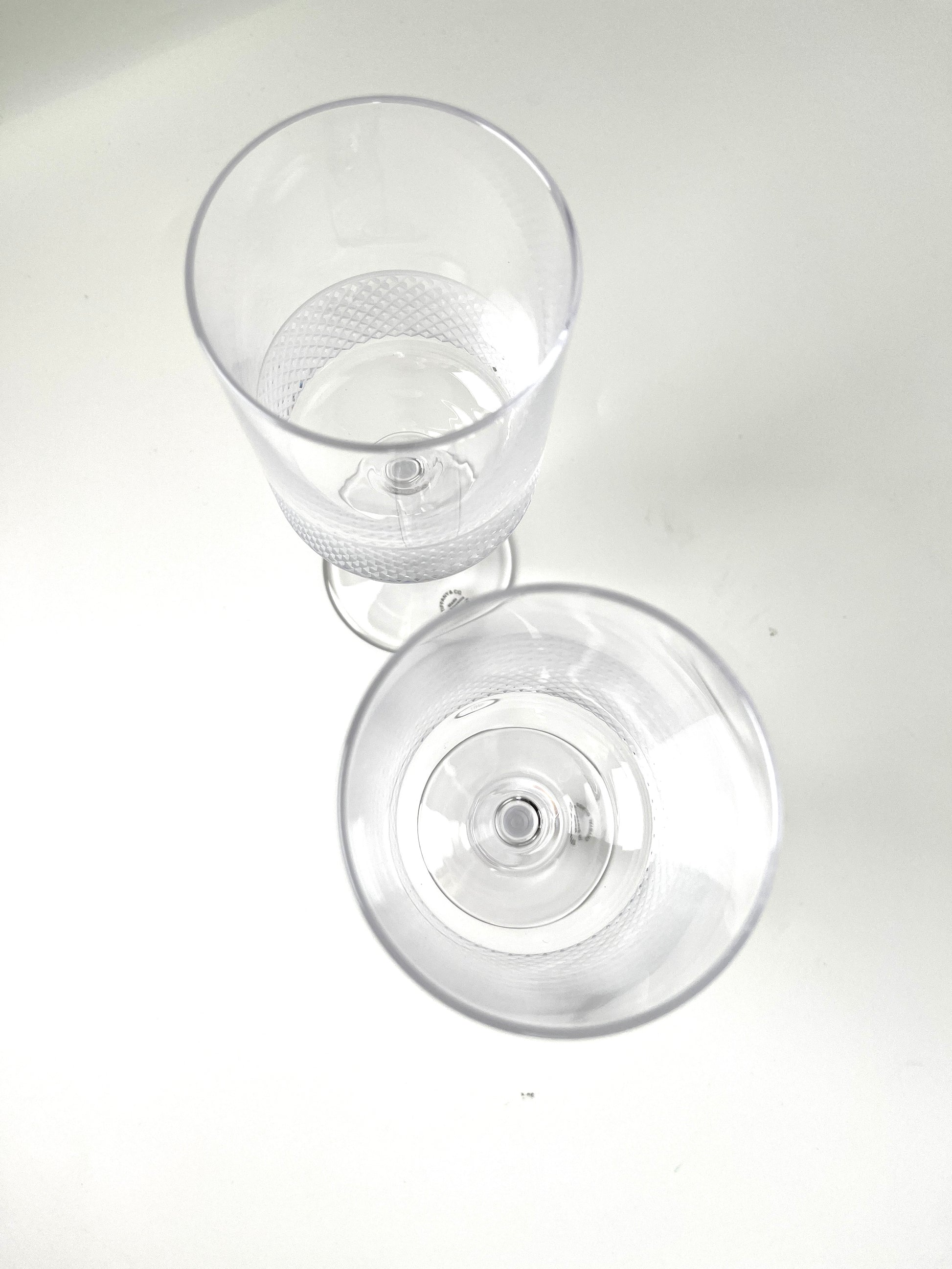 New Tiffany & Co Diamond Point Crystal Wine Glasses Set of 2