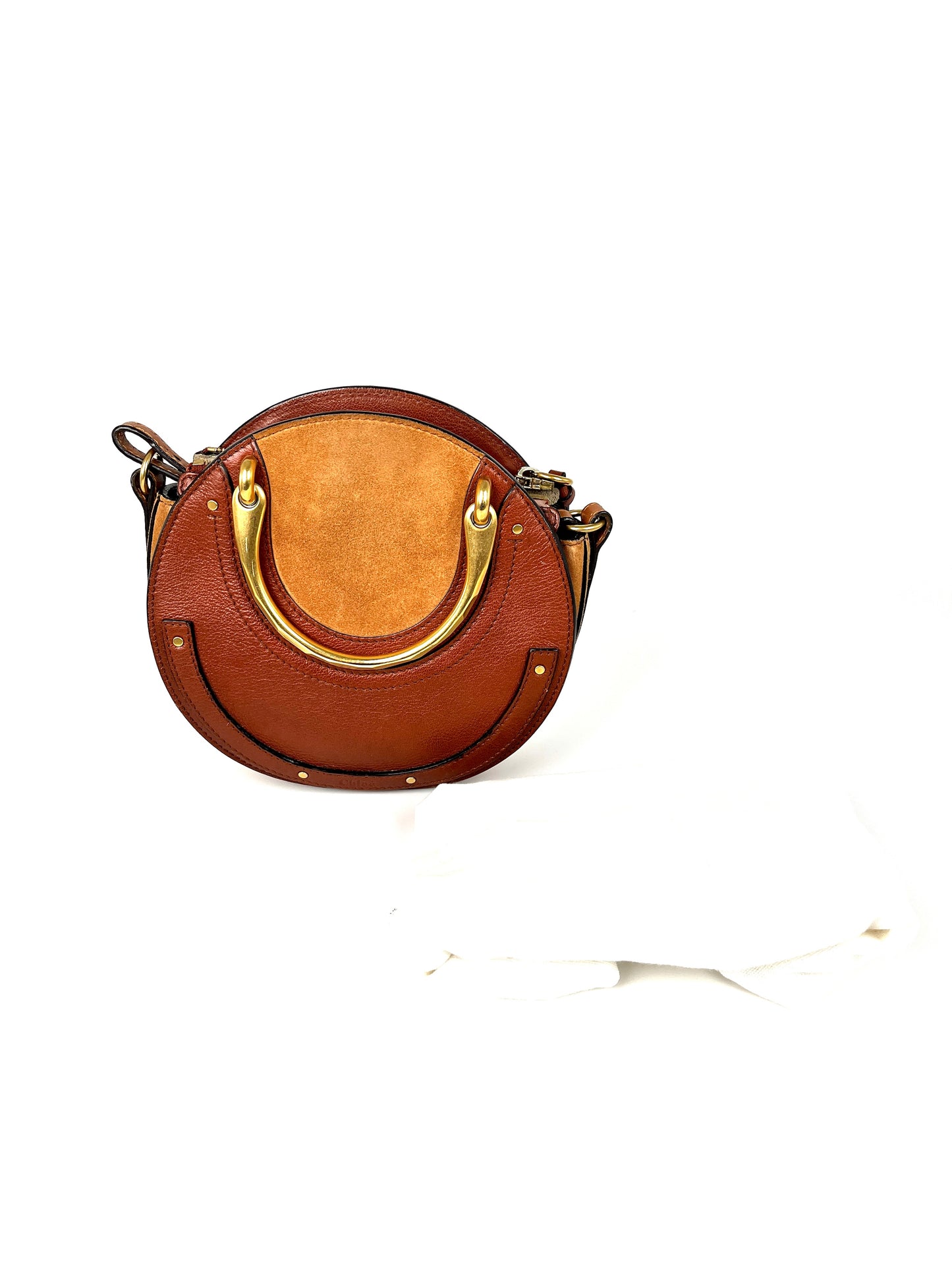 Chloe Small Pixie Leather Suede Brown Crossbody Top Handle Bag