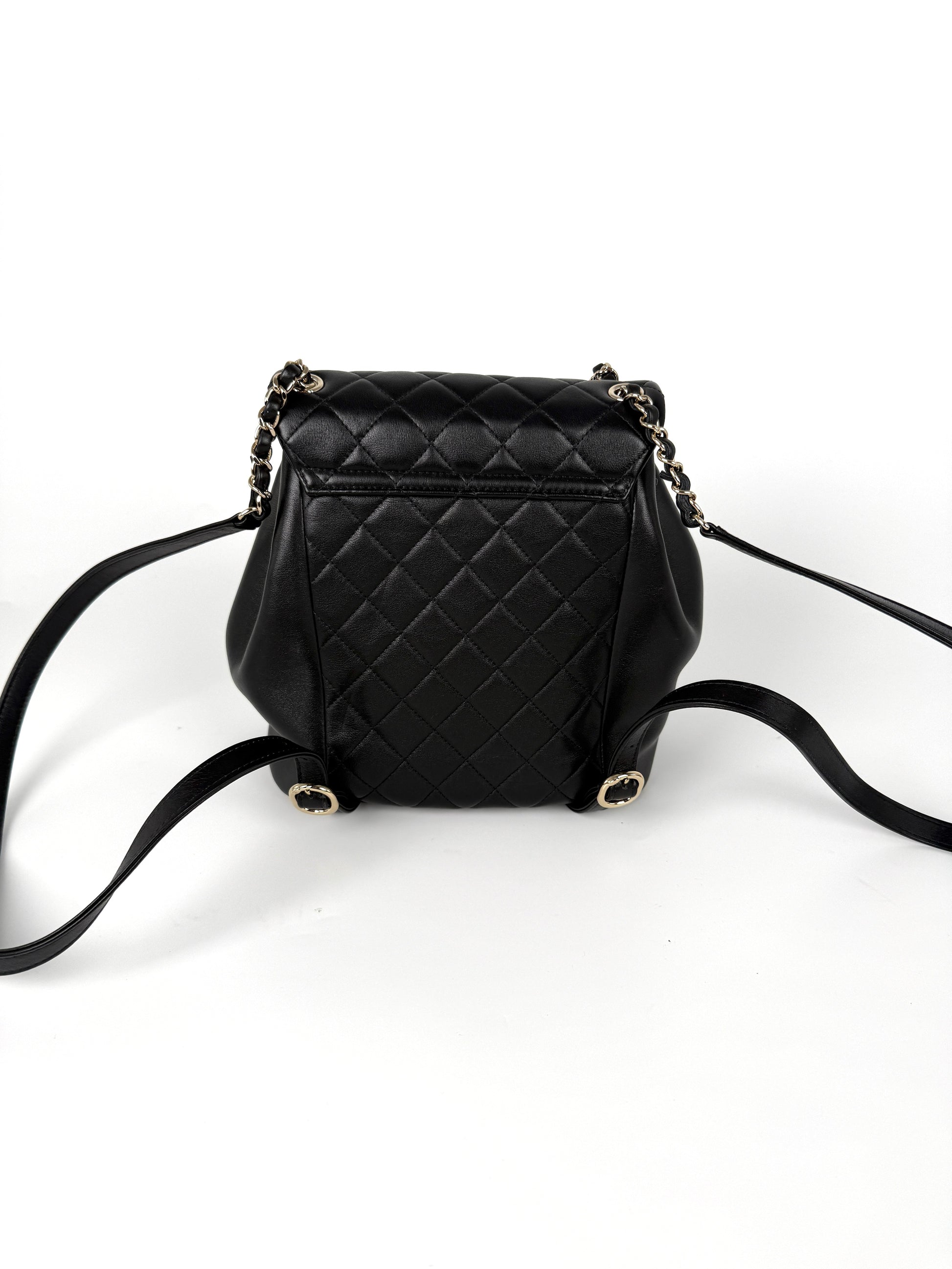 CHANEL Small Duma Black Quilted CC Leather Drawstring Backpack Bag – Fashion Reloved