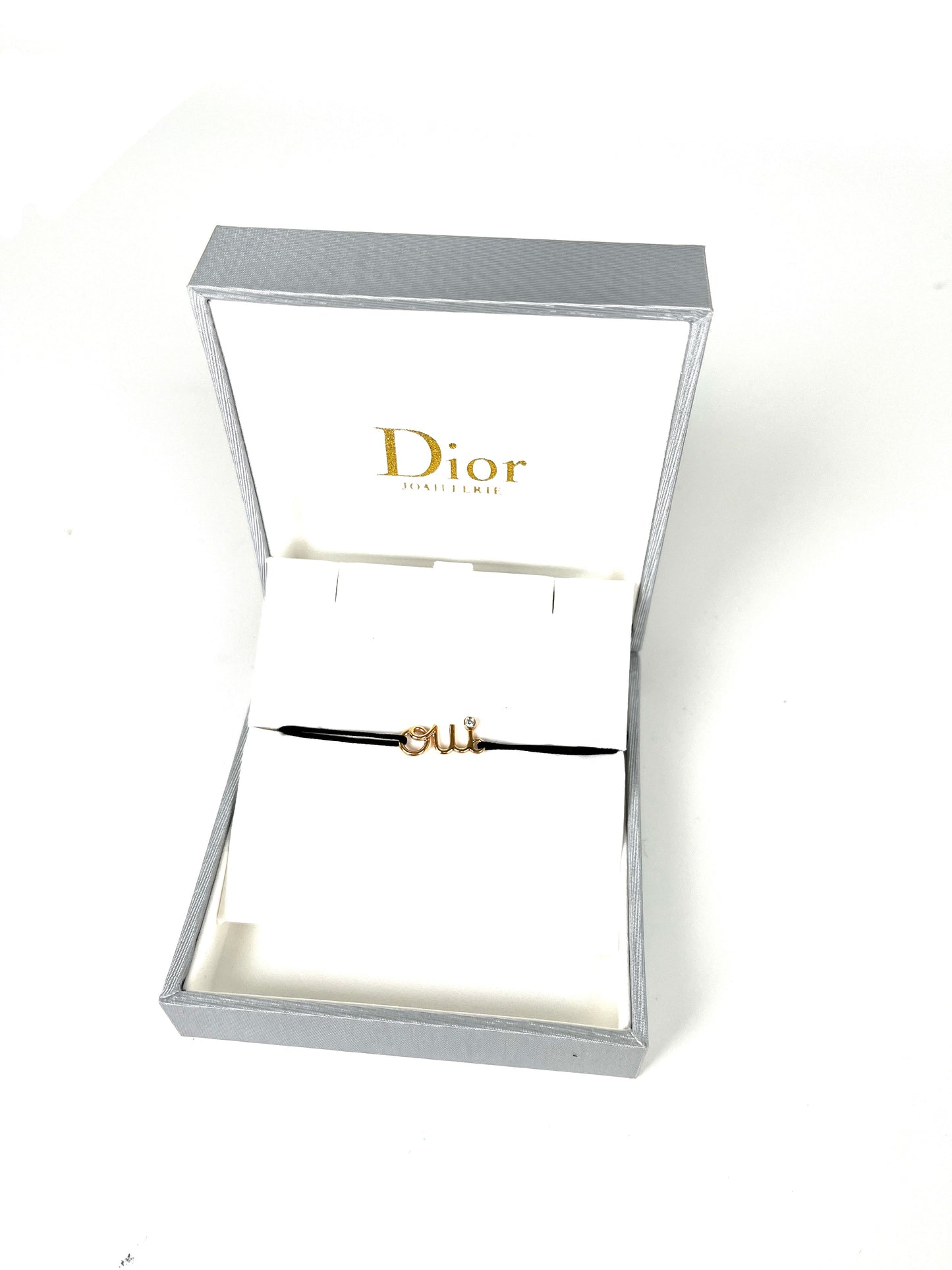 Christian Dior Dioramour 18k Gold Diamond Black Cord Bracelet