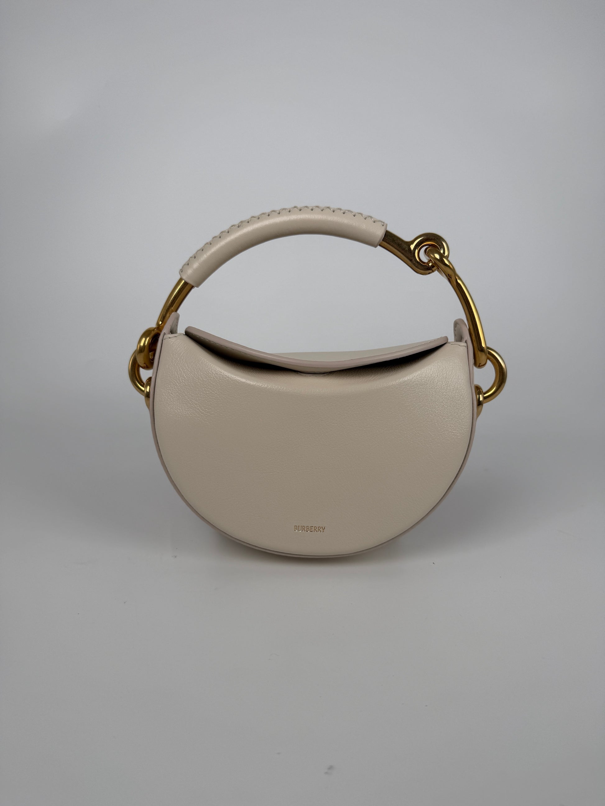Burberry Bridle 2026 Leather Saddle Style Soap Cream Clutch Bag New