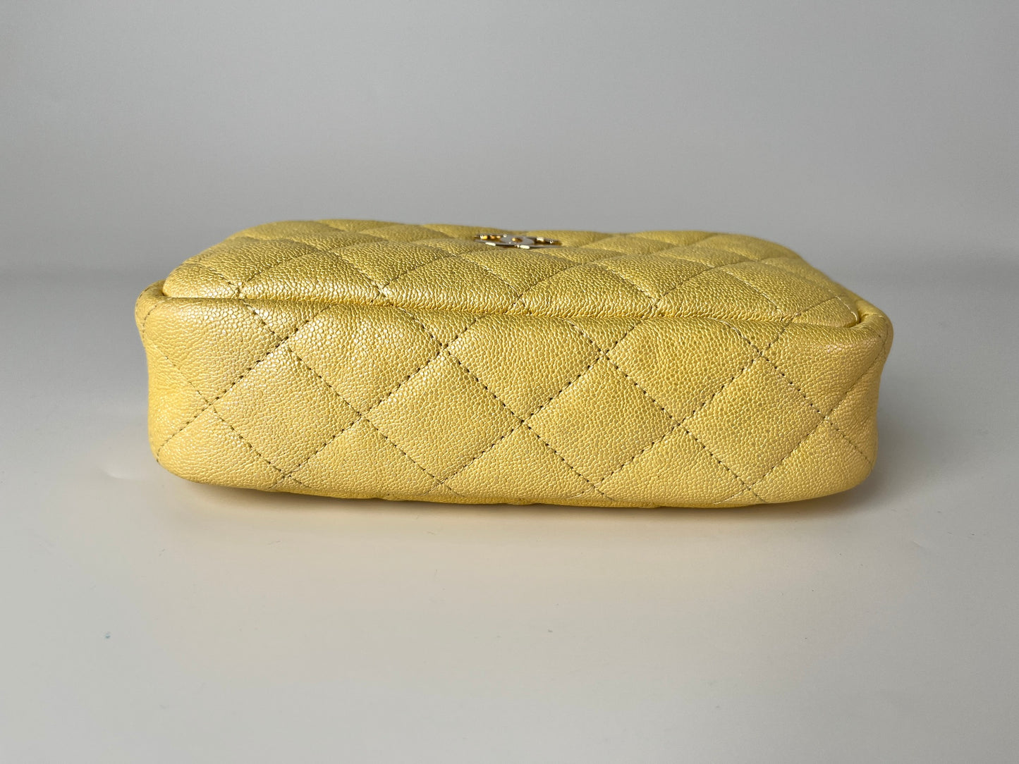 CHANEL Iridescent Yellow Caviar Leather Camera Case Crossbody Bag
