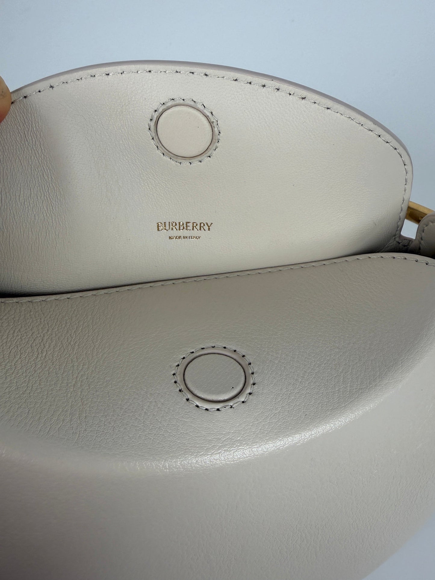 Burberry Bridle 2026 Leather Saddle Style Soap Cream Clutch Bag New