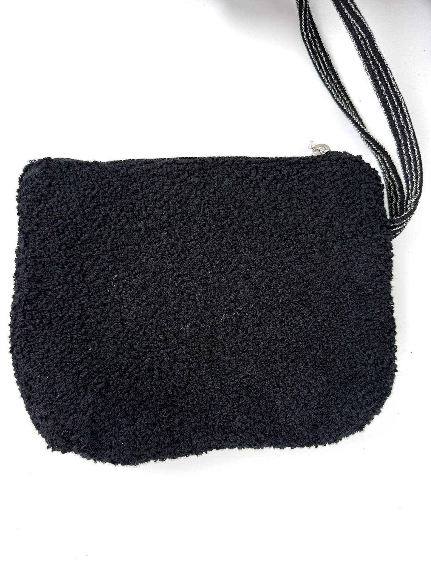 CHANEL Terry Cotton Fringe CC Logo Black Ecru Beach Shopping Tote with Pouch and Towel