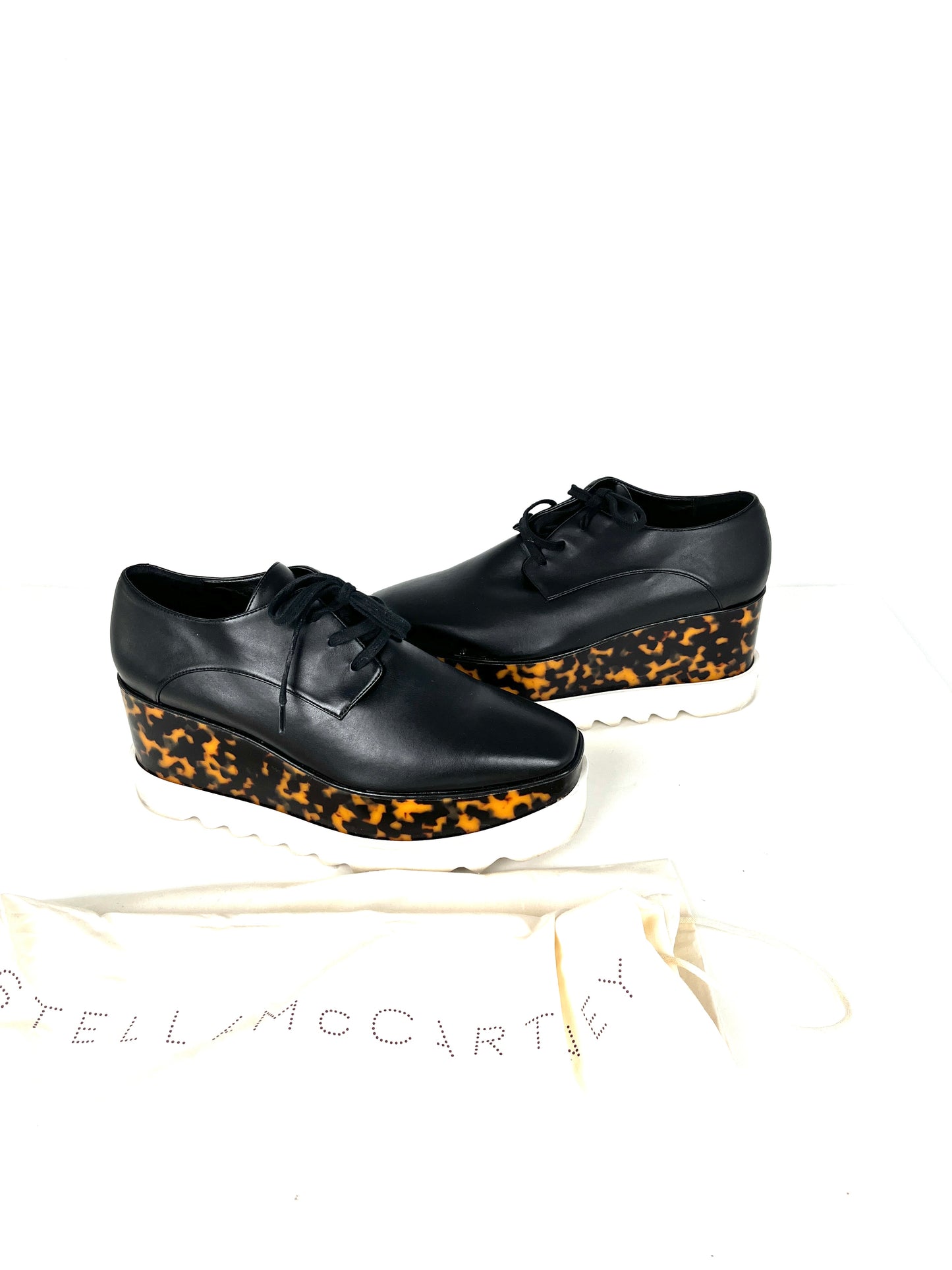 Stella McCartney Platform Black Leopard Animal Print Sneakers 38 8