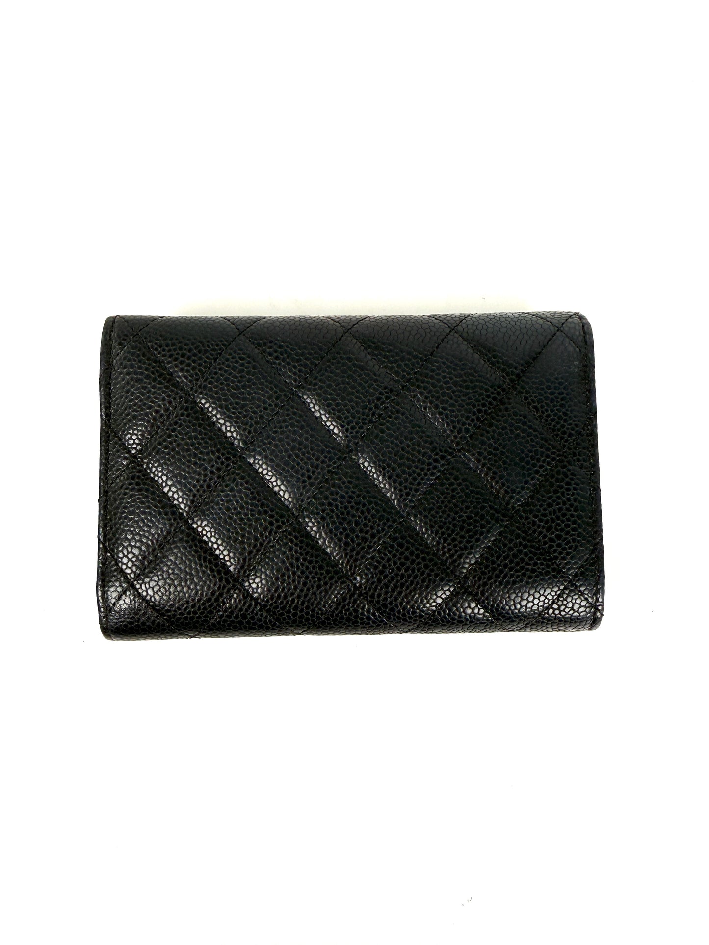 Chanel Flap Medium Gusset Black Caviar Leather Wallet