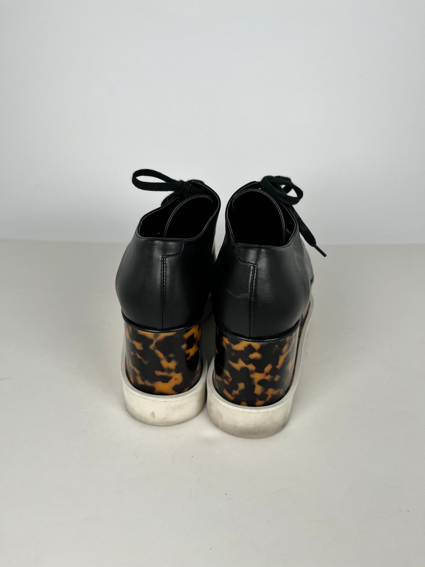 Stella McCartney Platform Black Leopard Animal Print Sneakers 38 8