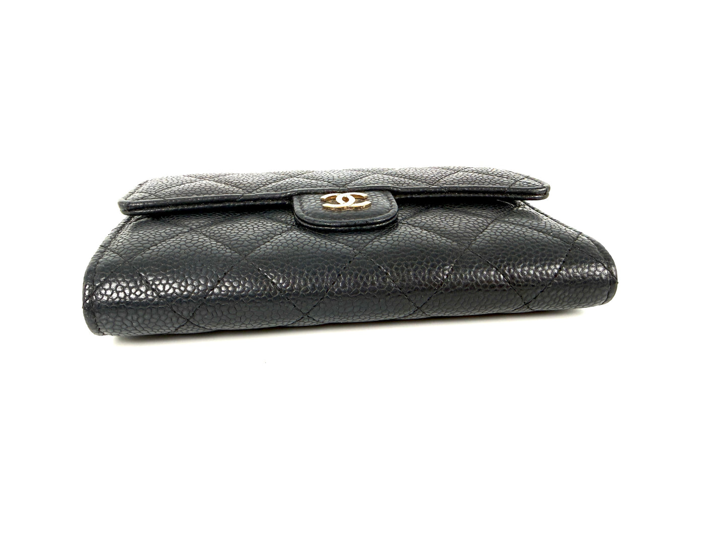 Chanel Flap Medium Gusset Black Caviar Leather Wallet