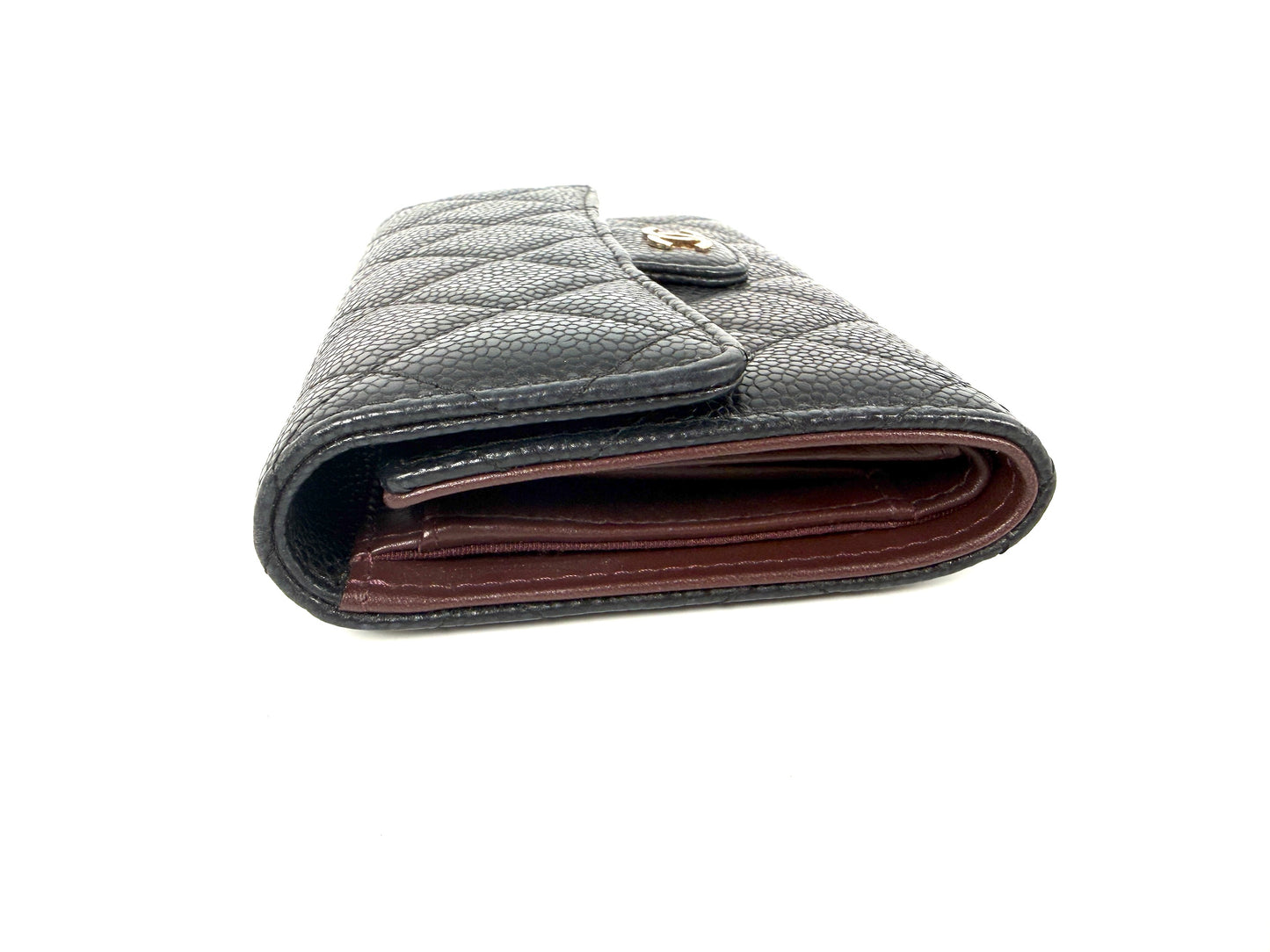 Chanel Flap Medium Gusset Black Caviar Leather Wallet