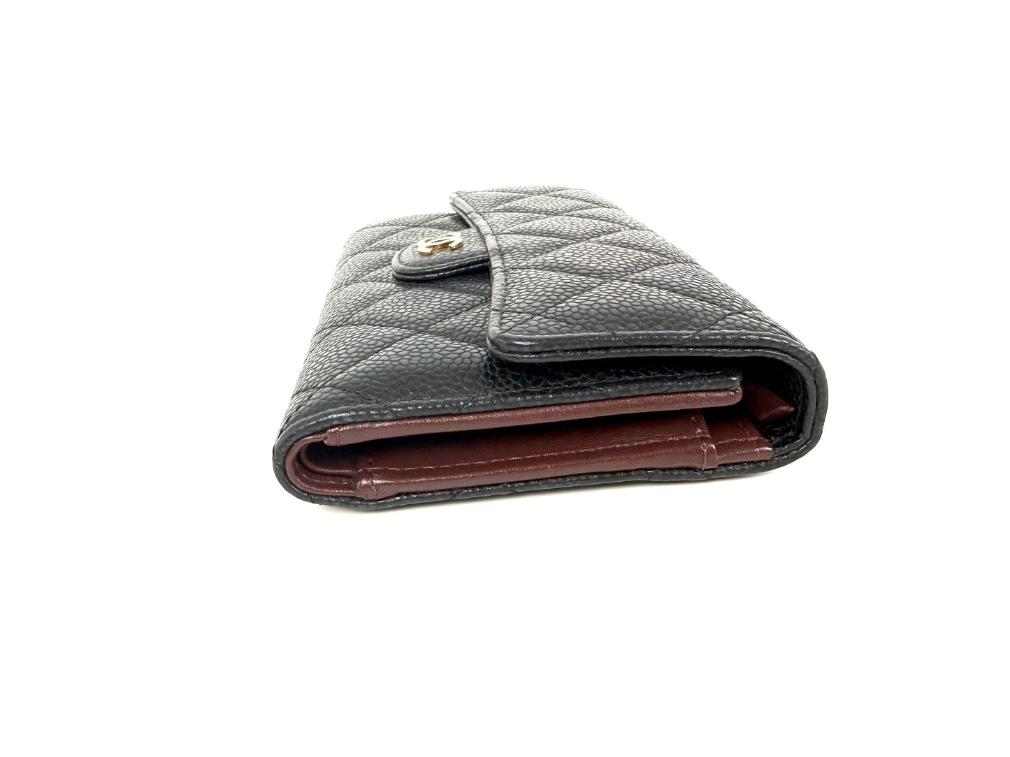 Chanel Flap Medium Gusset Black Caviar Leather Wallet