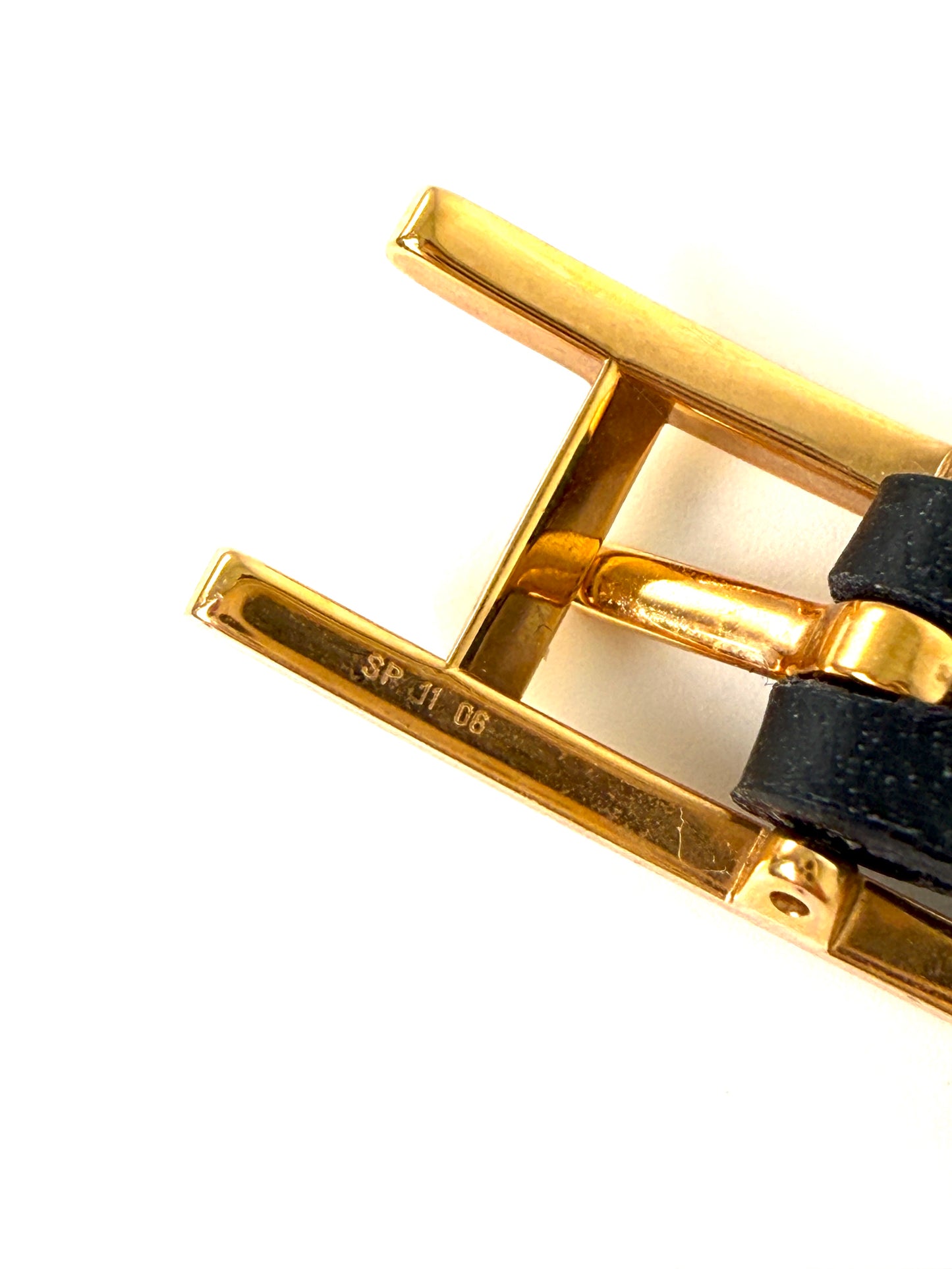 HERMES BeHapi Double Tour Reversible Black Gold Leather Gold Plated Hardware Wrap Bracelet XS