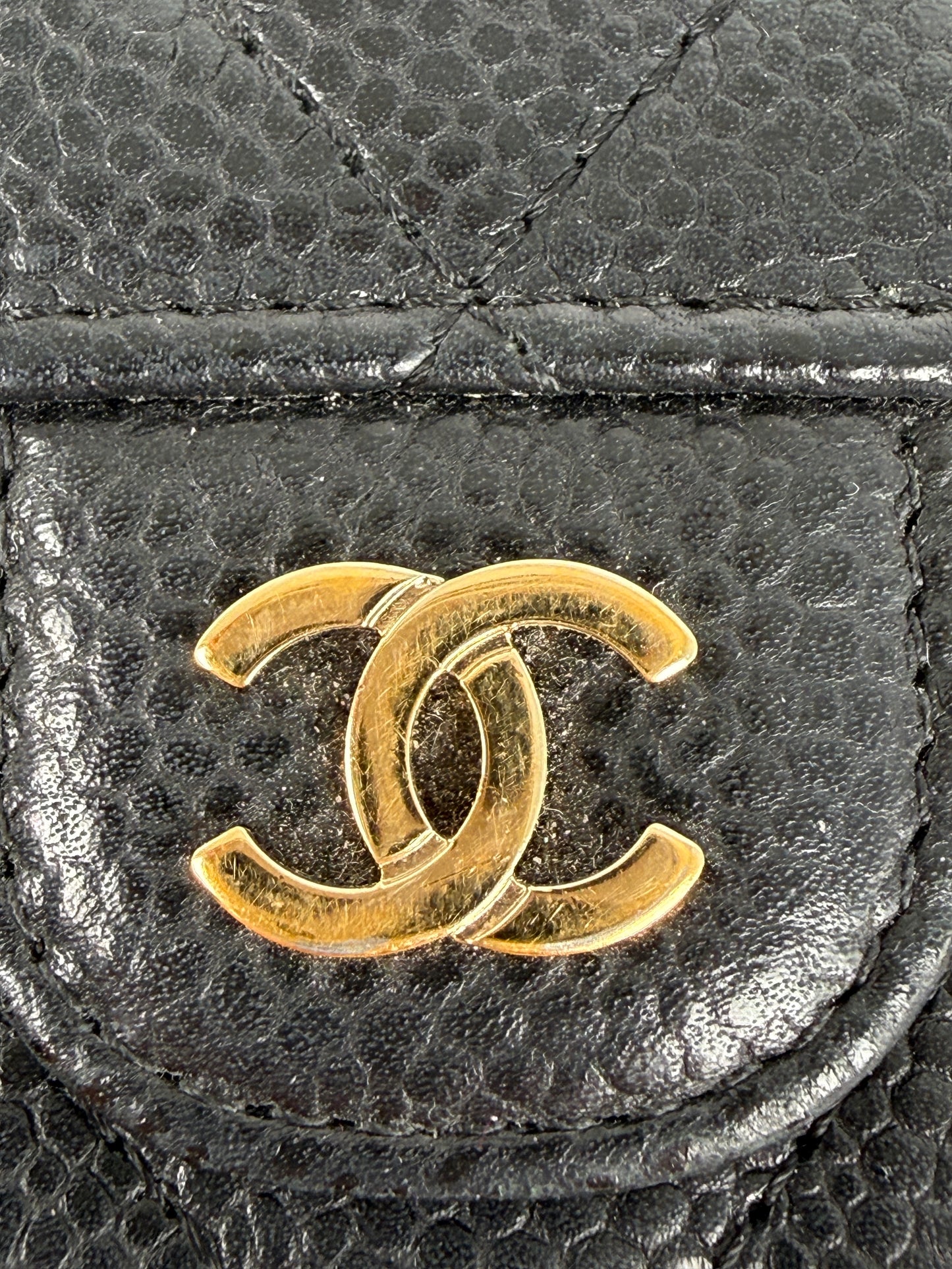Chanel Flap Medium Gusset Black Caviar Leather Wallet