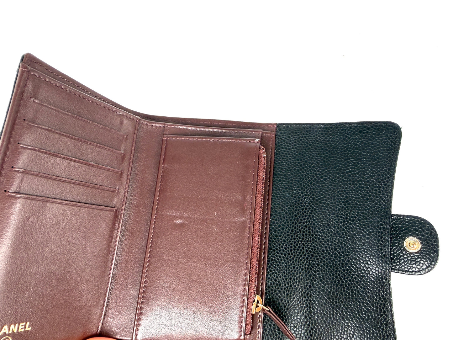 Chanel Flap Medium Gusset Black Caviar Leather Wallet