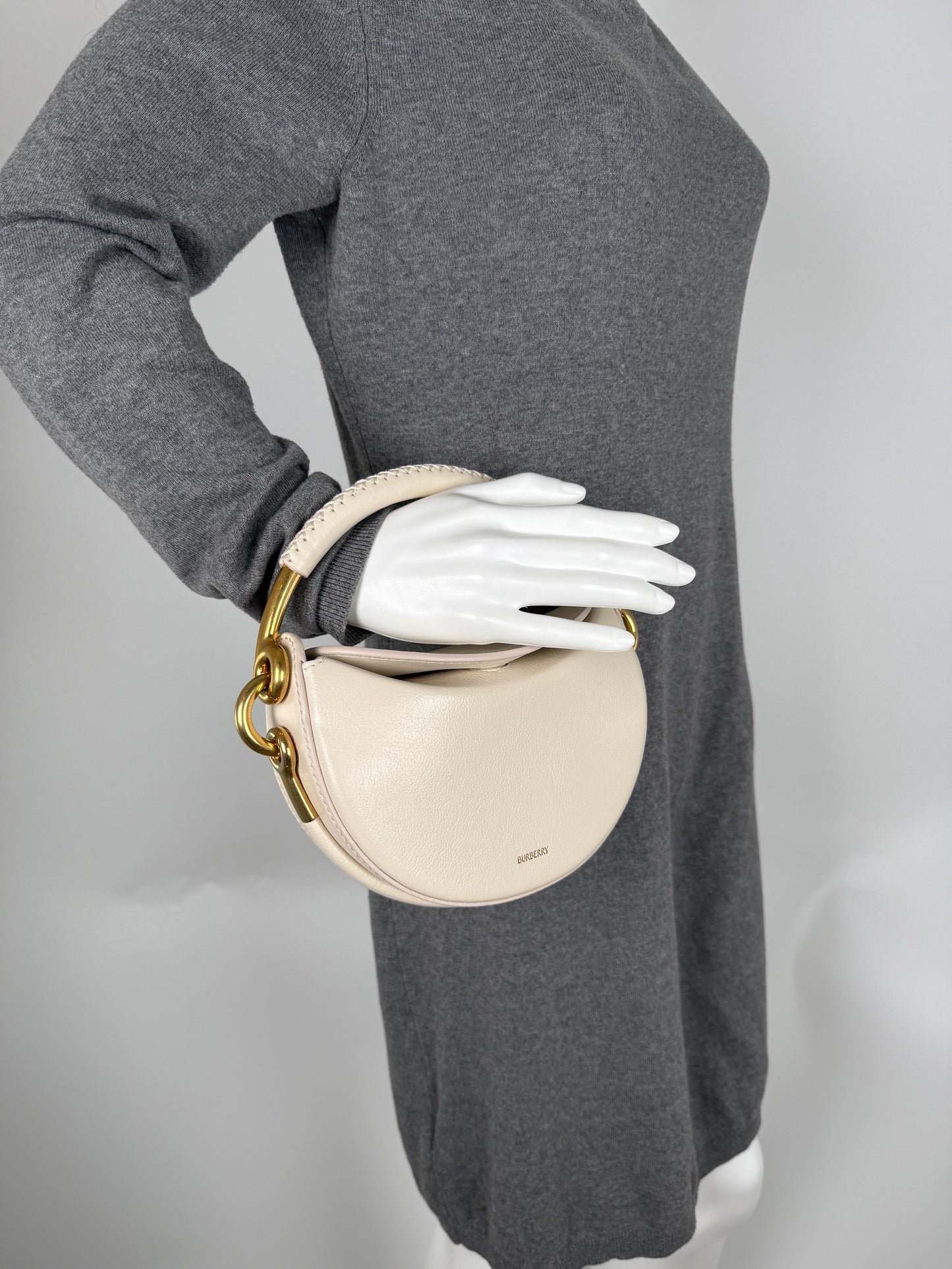 Burberry Bridle 2026 Leather Saddle Style Soap Cream Clutch Bag New