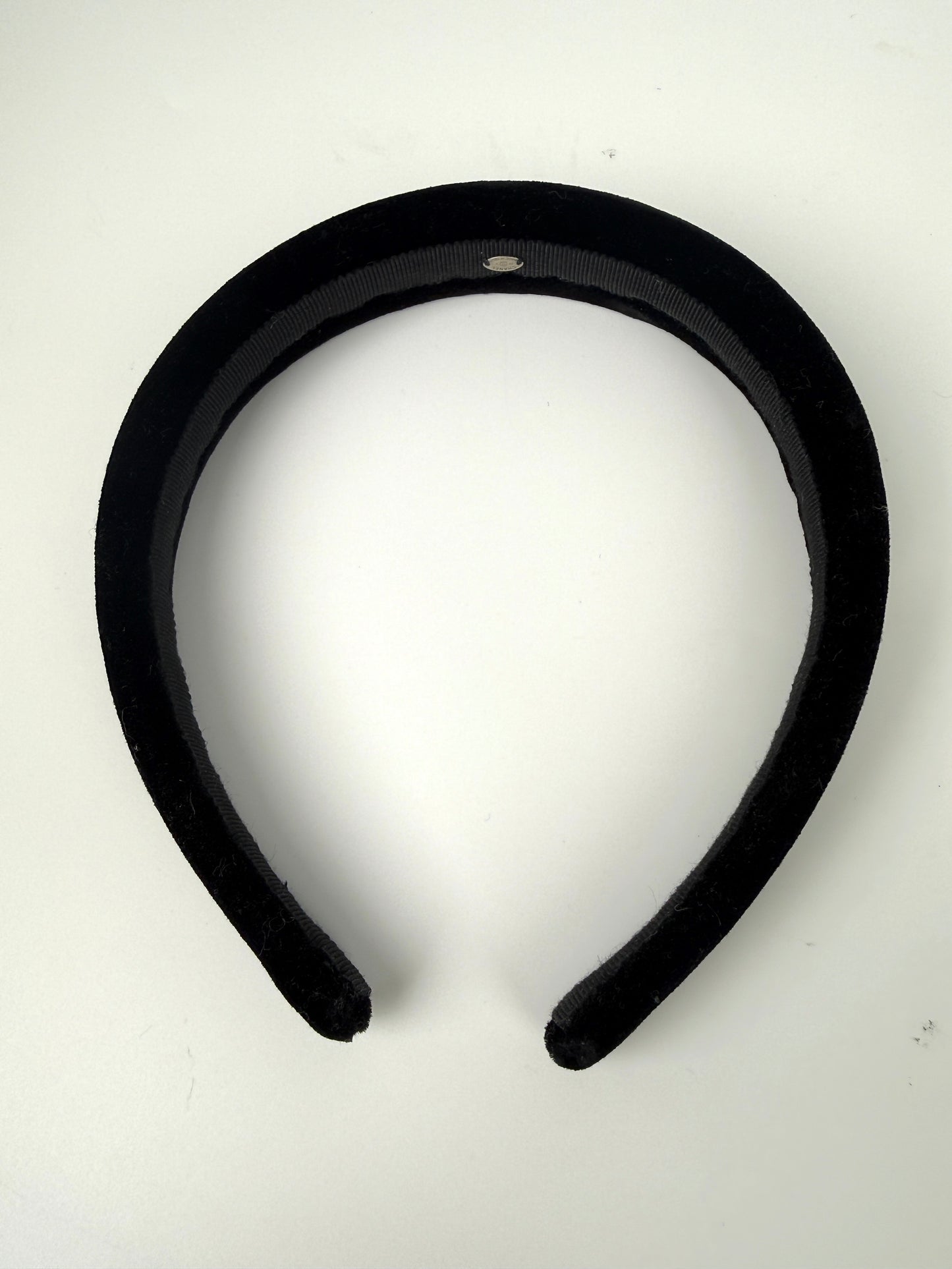 CHANEL CC Logo Black Velvet Headband