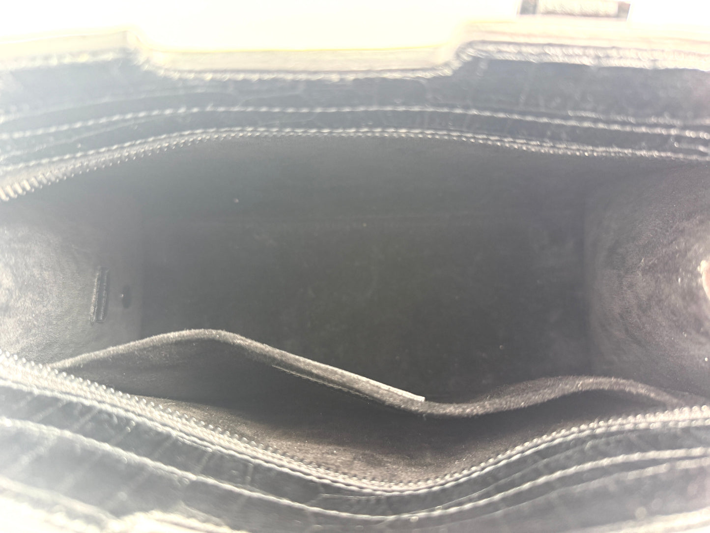 Saint Laurent YSL Croc Embossed So Black Cabas Leather Crossbody Top Handle Bag