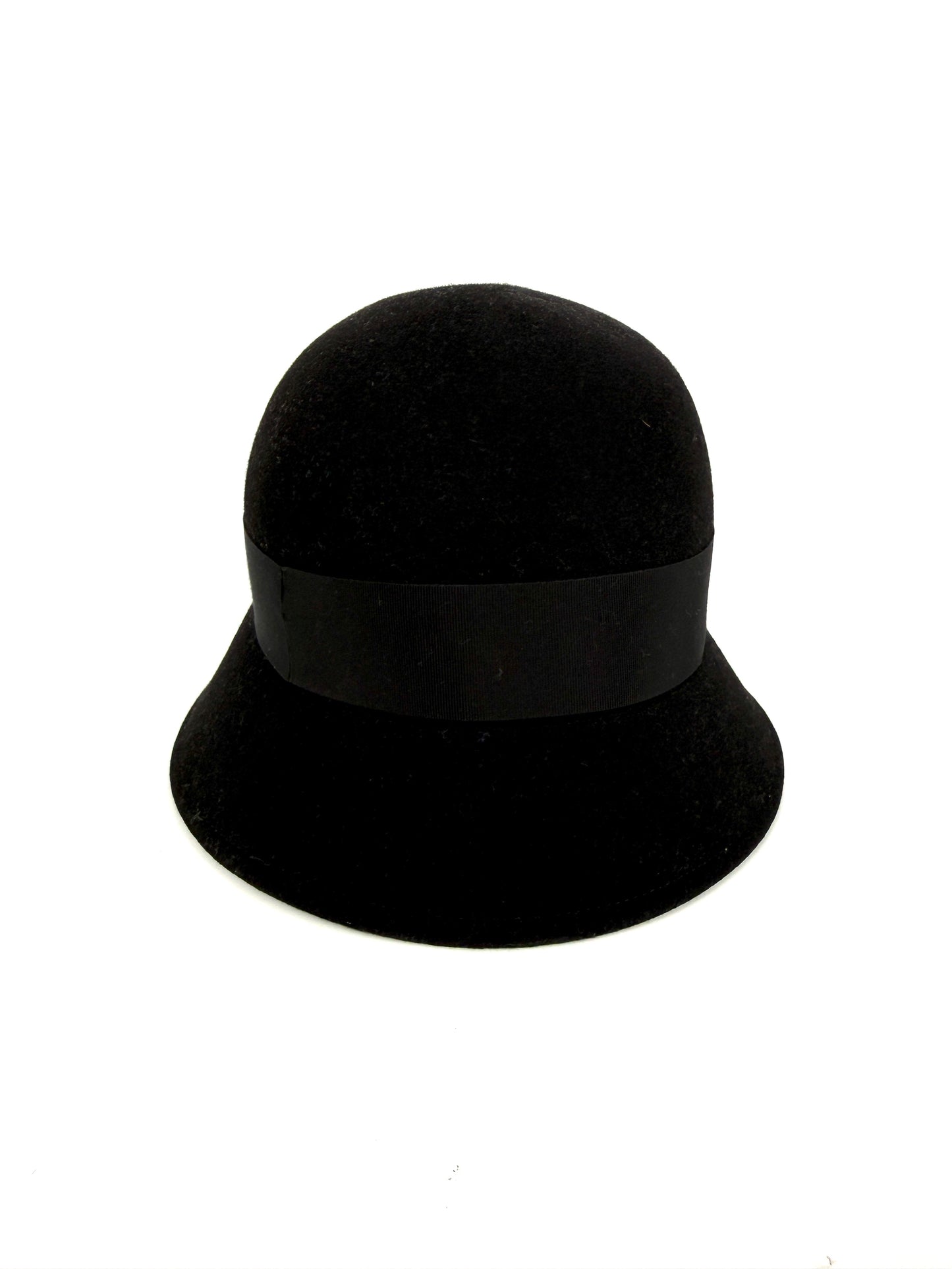 Christian Dior D-Tulipe Small Brim Cloche Black Rabbit Felt Hat 57 New