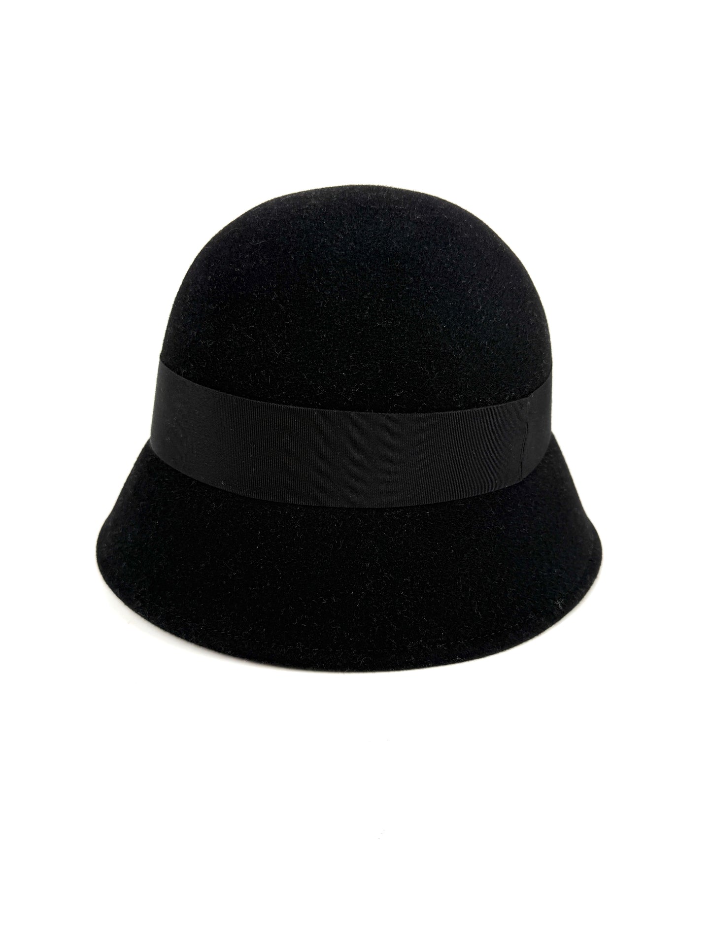 Christian Dior D-Tulipe Small Brim Cloche Black Rabbit Felt Hat 57 New