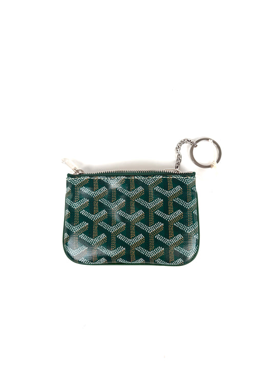 GOYARD Goyardine Nano Senta Key Pouch Green New