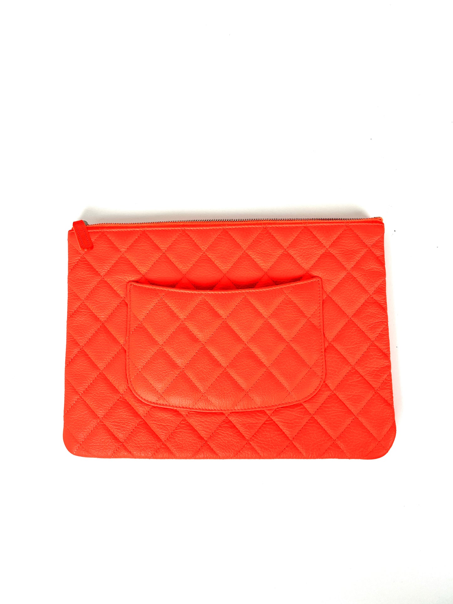 CHANEL Reissue 2.55 O Case 2019 Goatskin Medium Fluorescent Neon Orange Quilted Clutch Bag