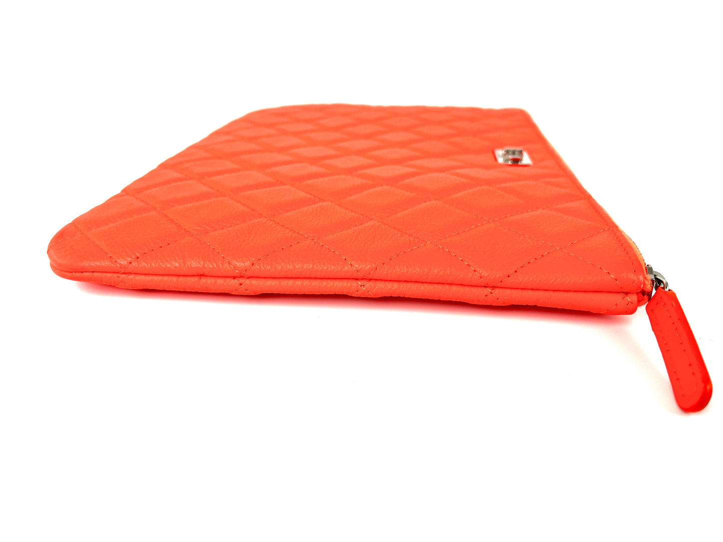 CHANEL Reissue 2.55 O Case 2019 Goatskin Medium Fluorescent Neon Orange Quilted Clutch Bag