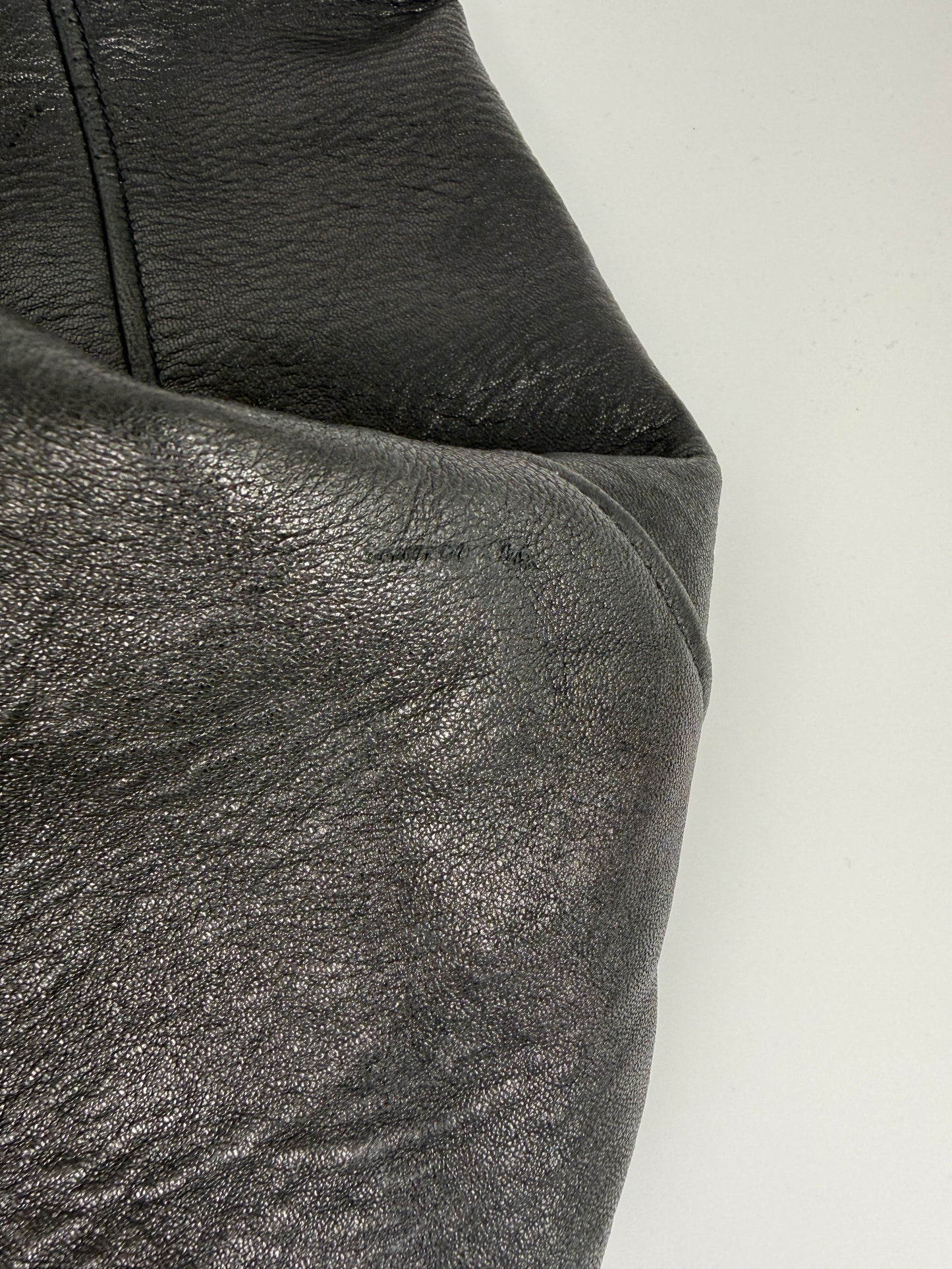 Saint Laurent Maxi North South Vertical Hobo Black Grained Leather Tote Bag