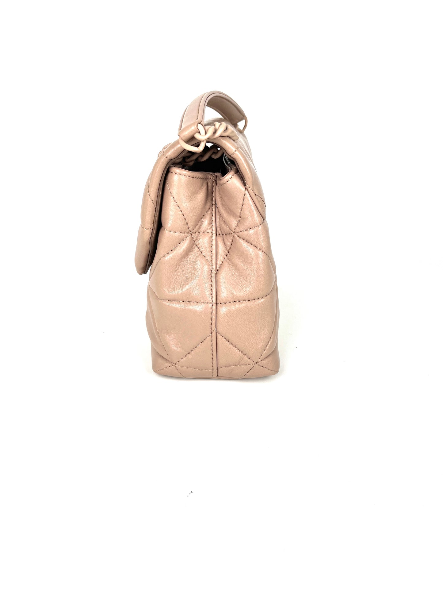 PRADA Nappa Triangle Stitched Small Spectrum Blush Neutral Flap Bag