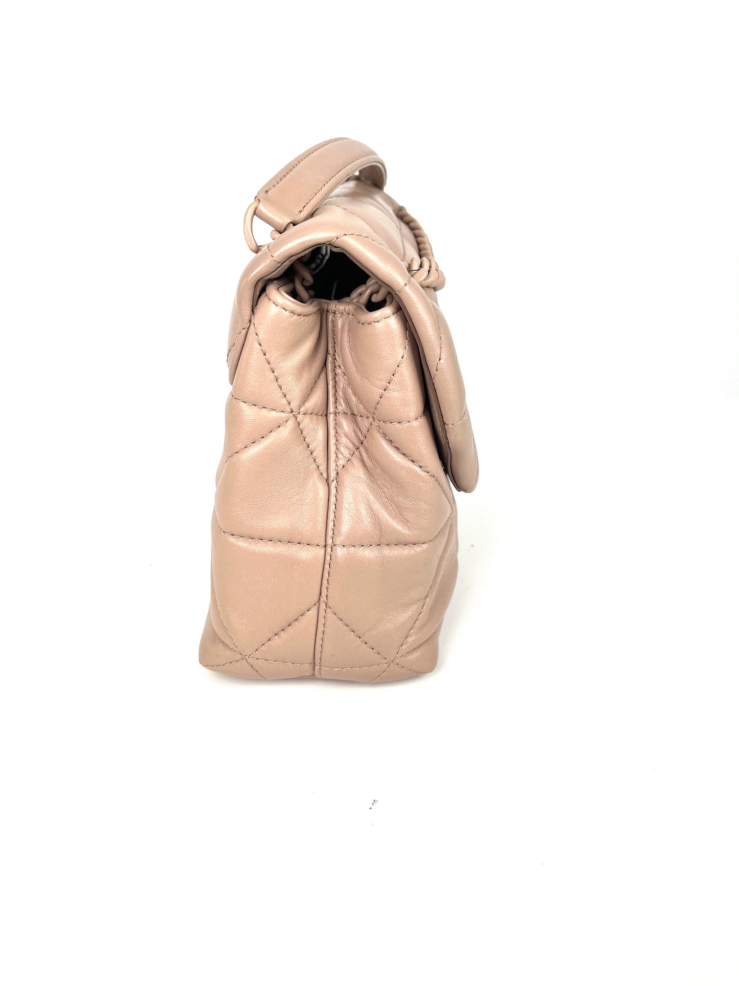 PRADA Nappa Triangle Stitched Small Spectrum Blush Neutral Flap Bag