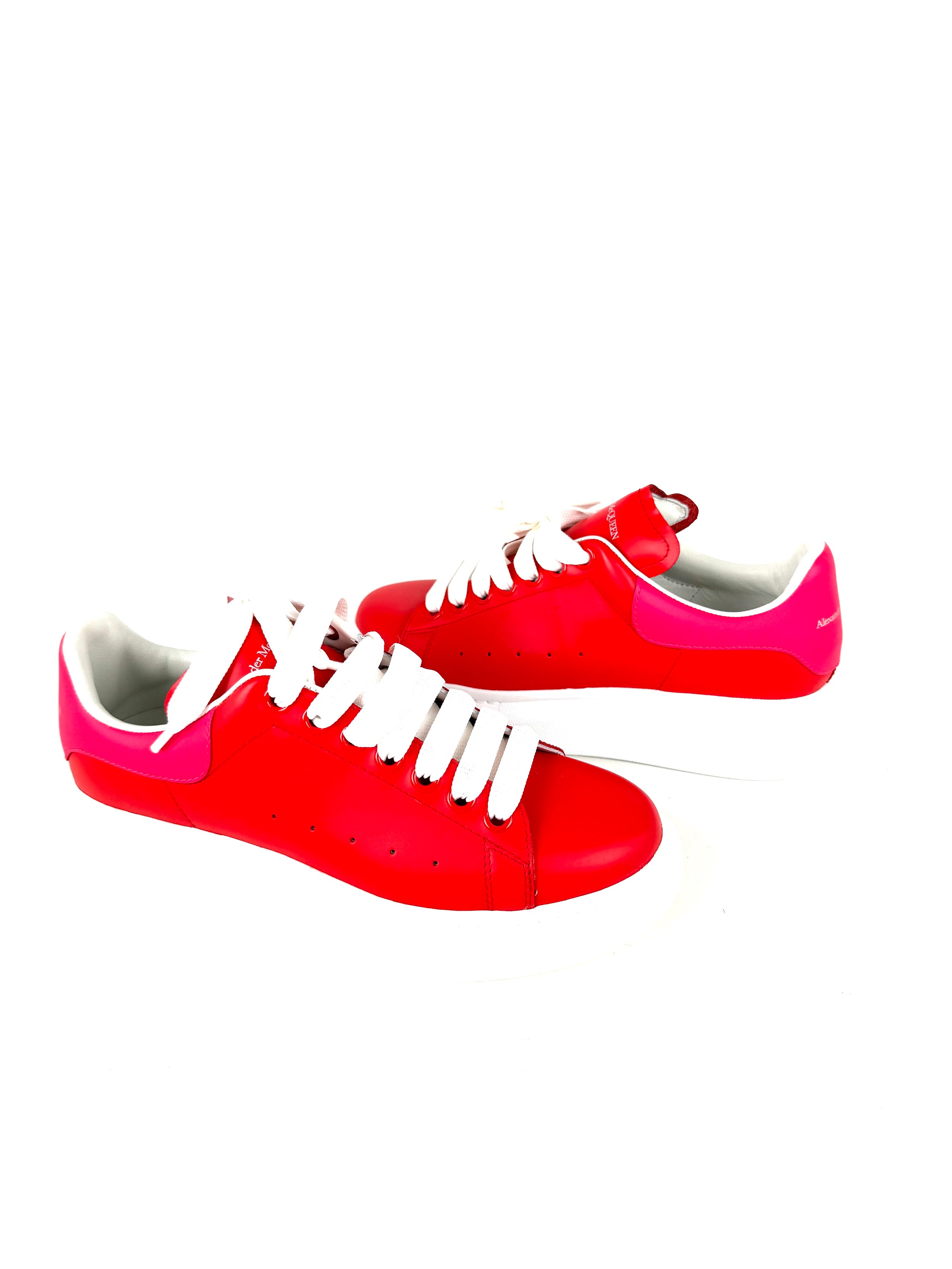 New Alexander McQueen Larry Red Pink Leather Sneakers 38, 8