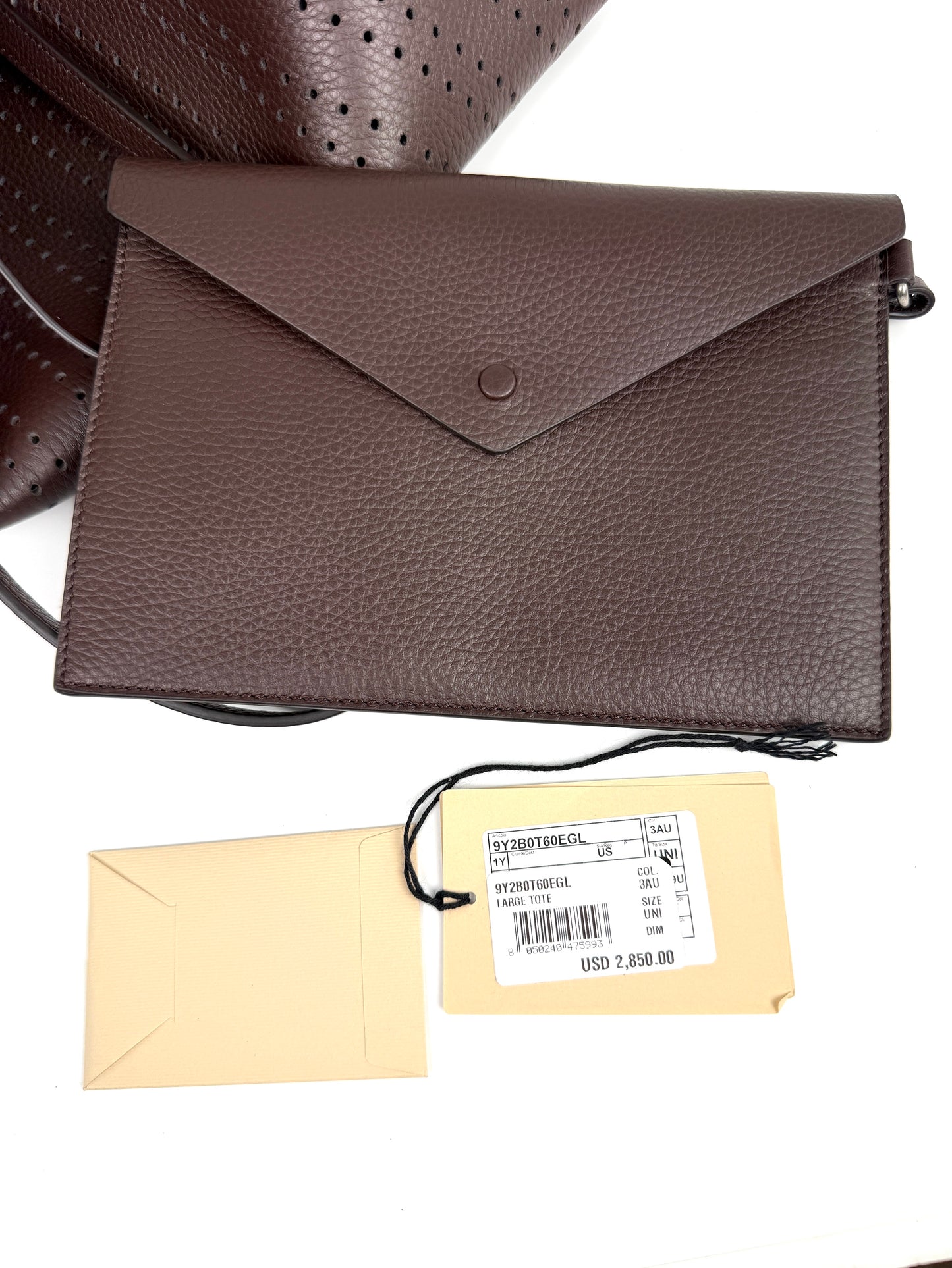 Valentino Garavani Dottie Shopping Perforated VLogo Dark Brown Leather Tote Bag New