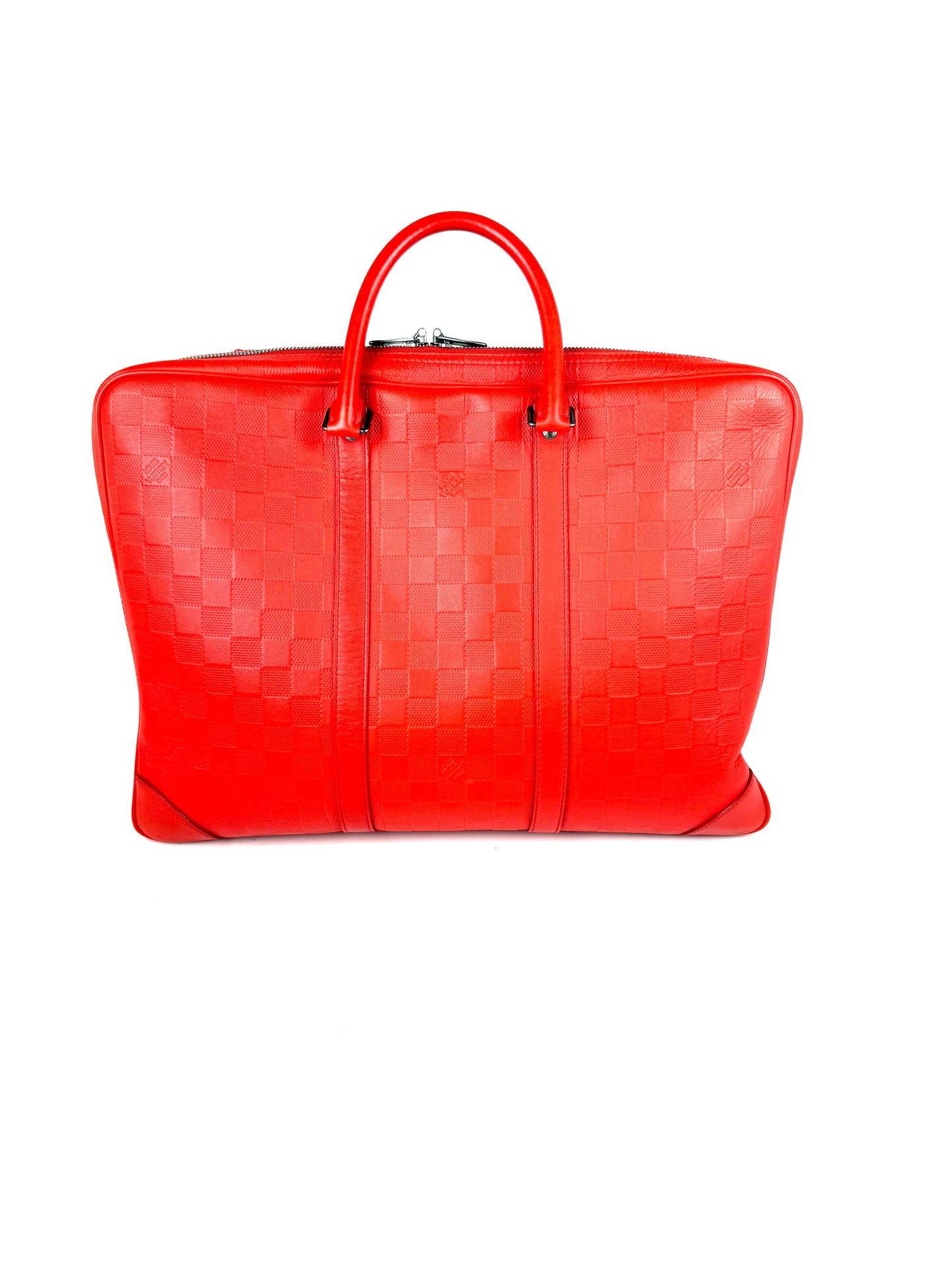 Louis Vuitton Porte Document Voyage Red Damier Infinity Leather Briefcase Top Handle Bag