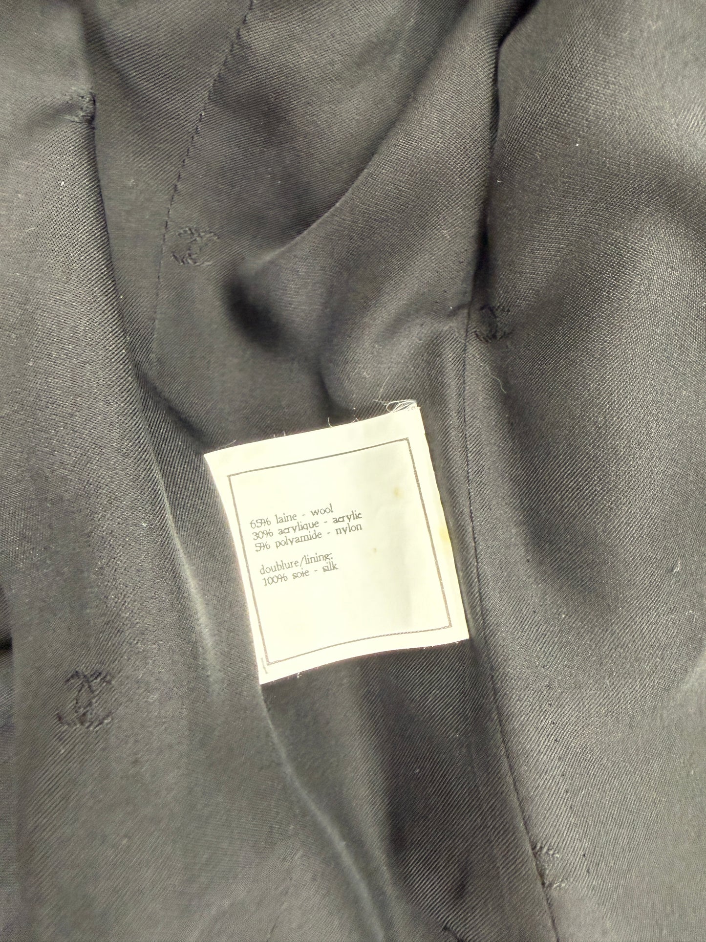 CHANEL Vintage Boutique Collared 1995 Single Breasted Check Black Beige Tweed Jacket Blazer 36 4