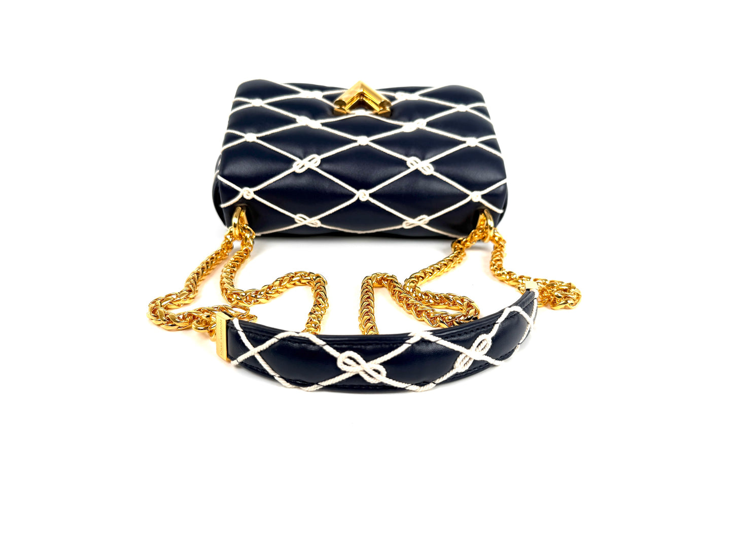 Louis Vuitton GO 14 MM Nautical Padded Leather Embroidered Rope Navy Bag