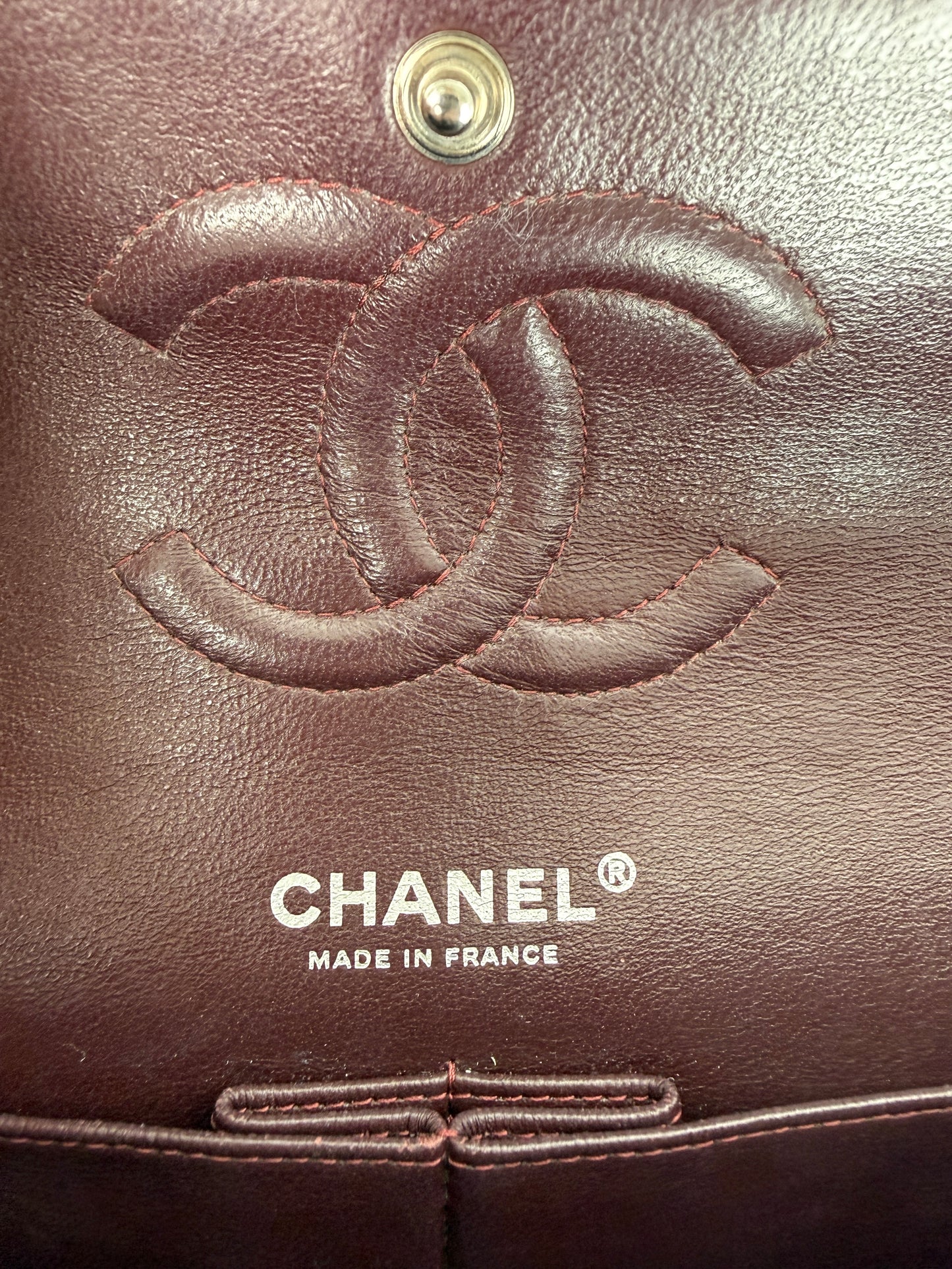 CHANEL Classic Medium Double Flap Black Quilted Leather Silver Hardware Flap Bag