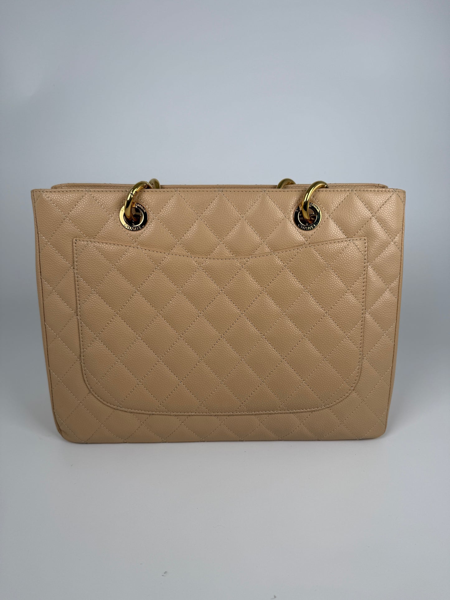 CHANEL GST Beige Clair Quilted Caviar Leather Grand Shopping Tote Bag