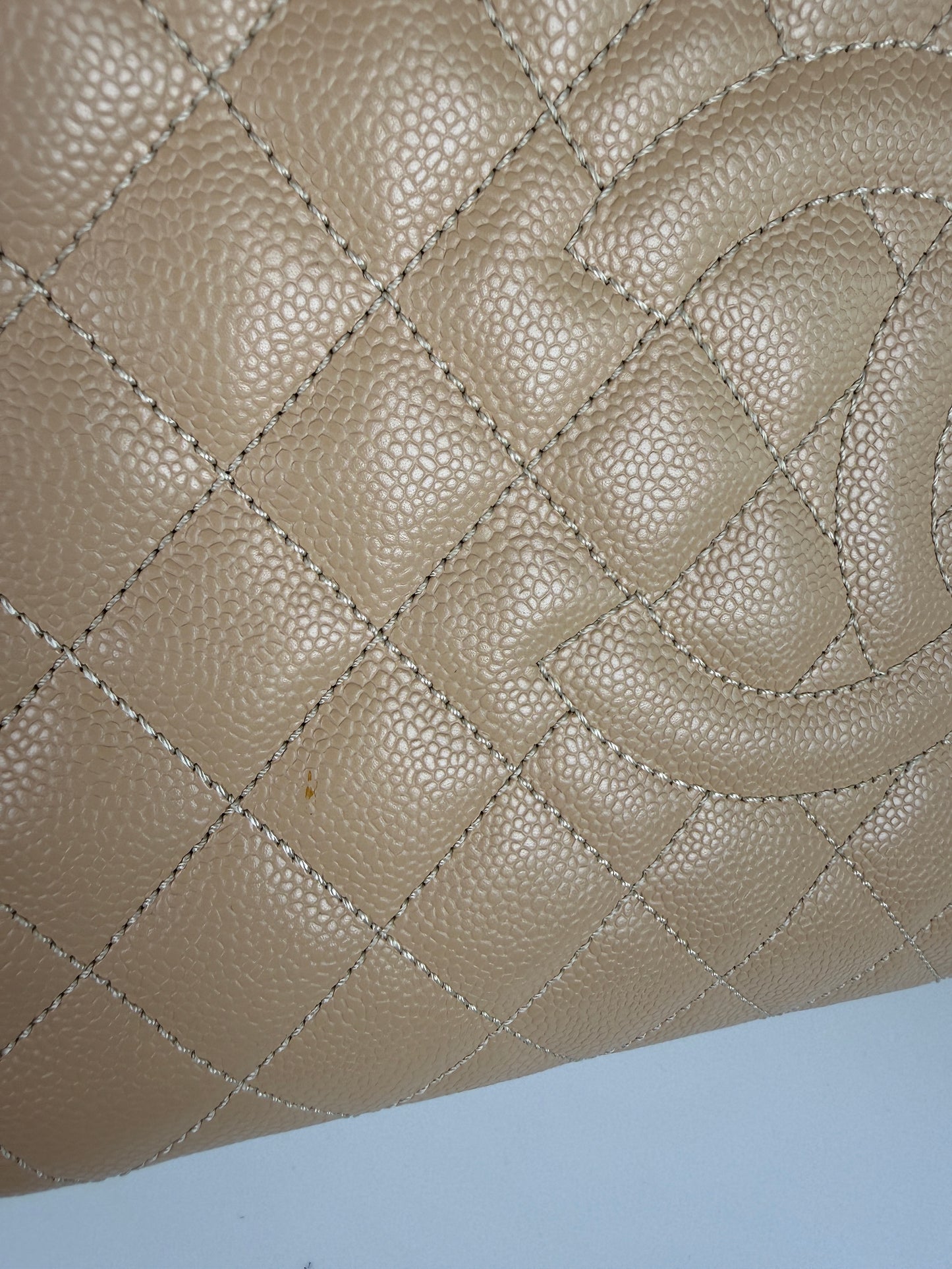 CHANEL GST Beige Clair Quilted Caviar Leather Grand Shopping Tote Bag