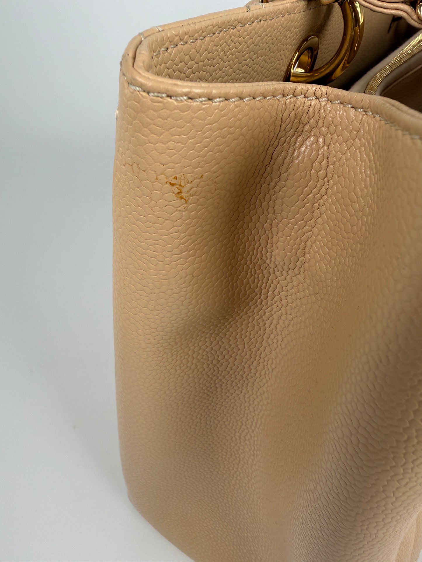 CHANEL GST Beige Clair Quilted Caviar Leather Grand Shopping Tote Bag