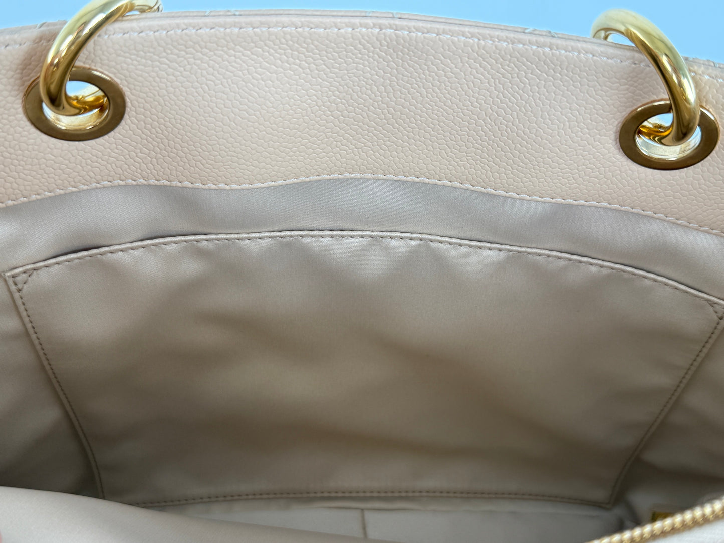 CHANEL GST Beige Clair Quilted Caviar Leather Grand Shopping Tote Bag