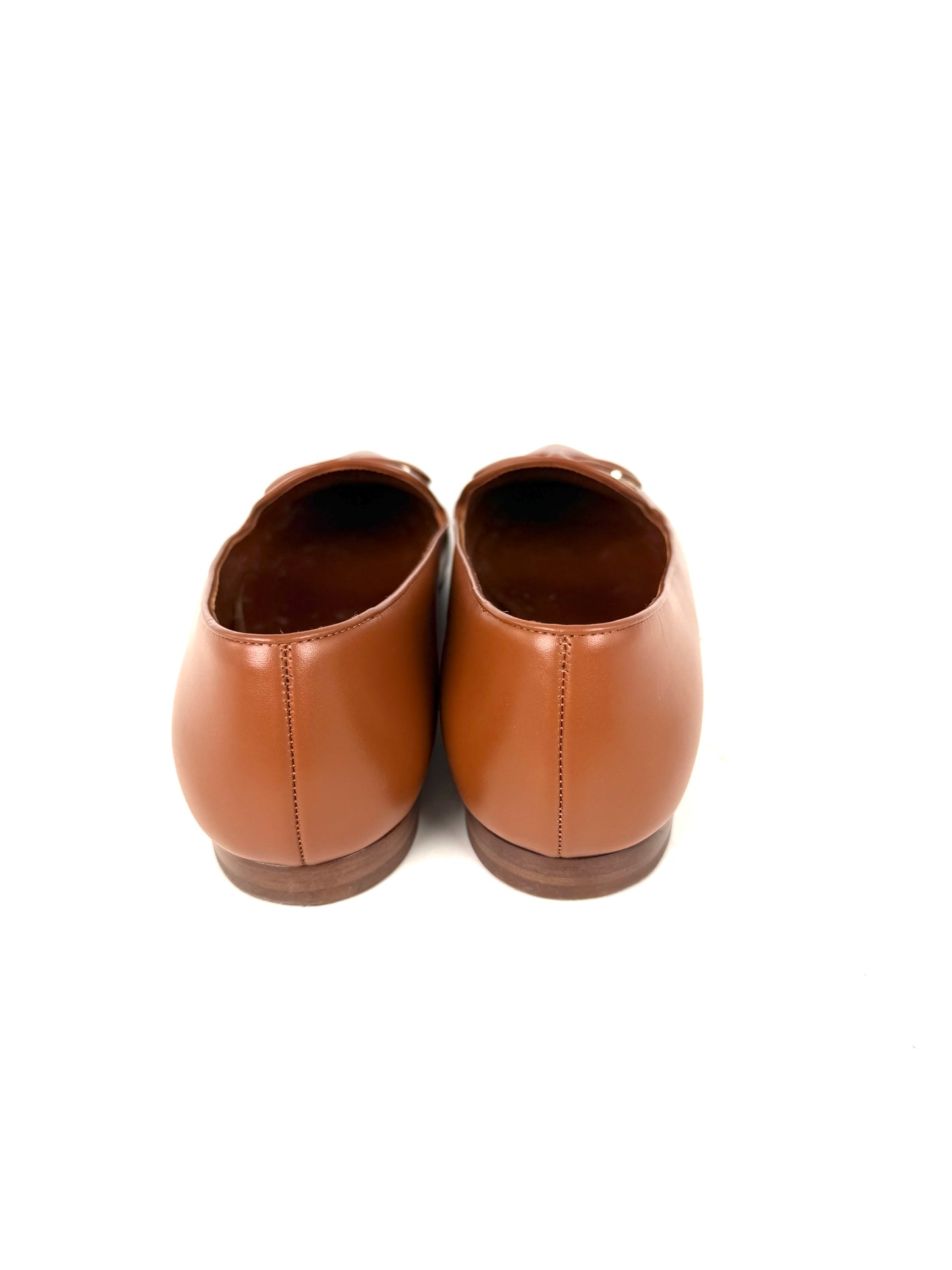 VALENTINO Brown Leather Slipper Pointed Toe Flats 38, 7.5