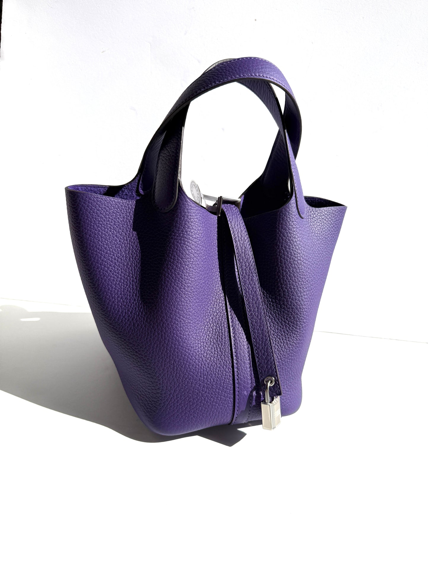 HERMES Picotin Lock 18 PM Purple Taurillon Clemence Satchel Top Handle Bag New with tag