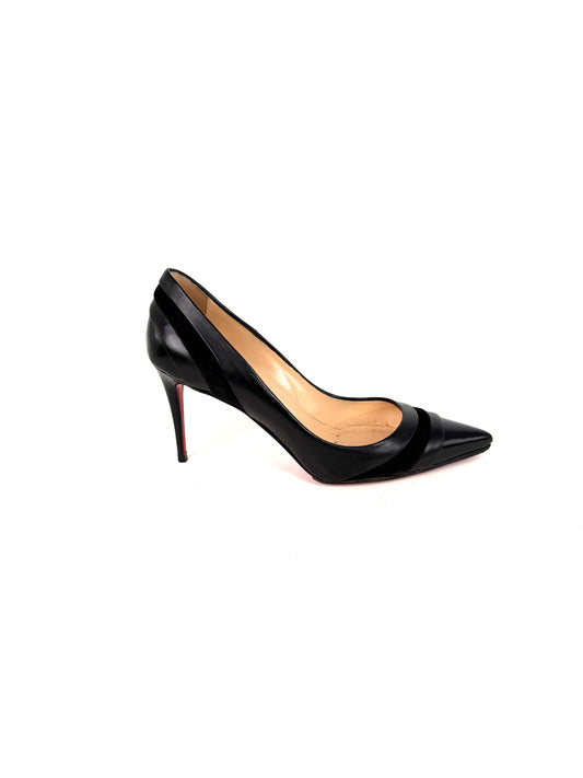 Christian Louboutin Mixed Leather Pointed Toe Heel Pumps 38, 7.5