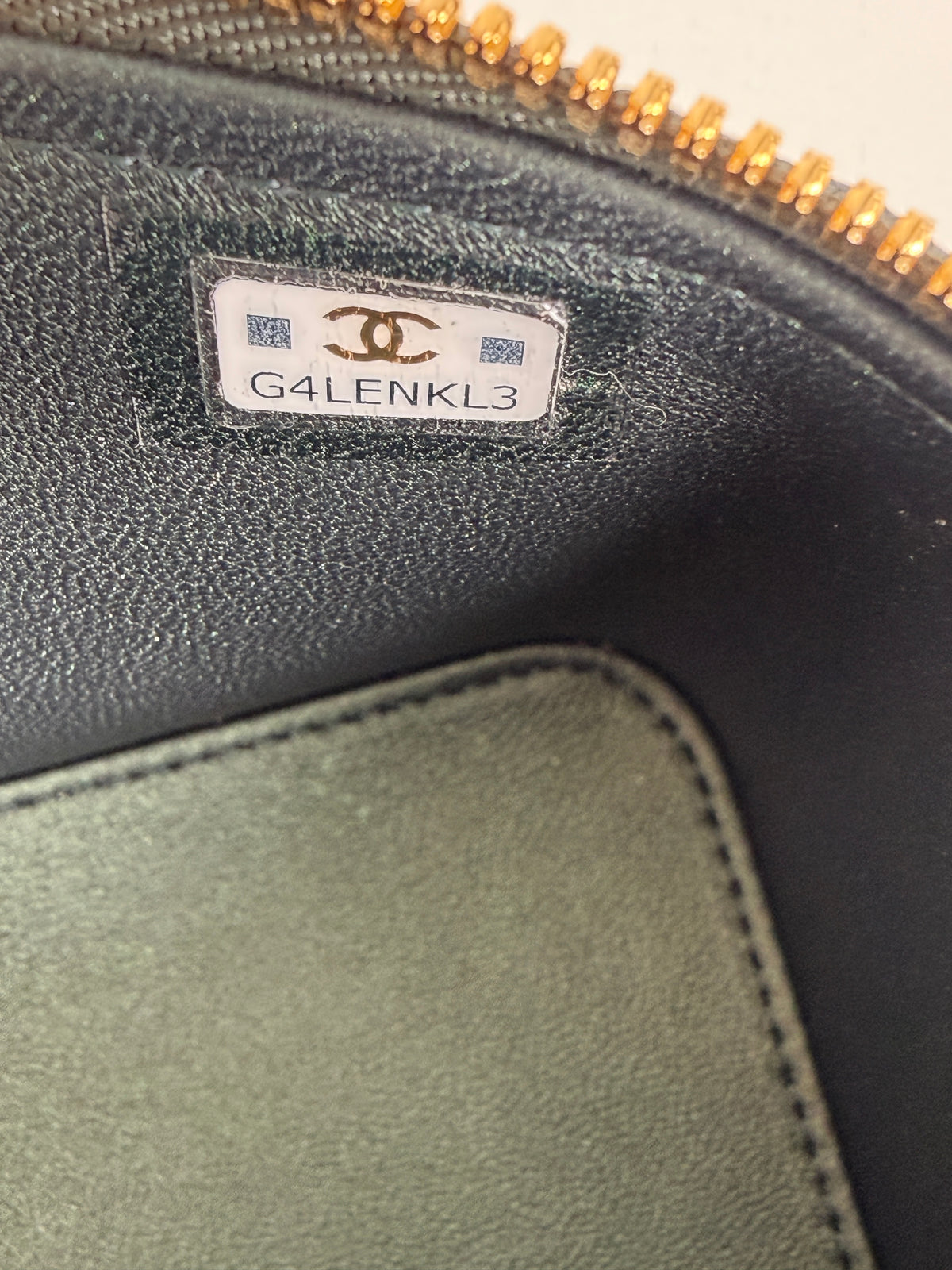 CHANEL Vanity Iridescent Lambskin Quilted Green Small Top Handle Case with Chain Bag New