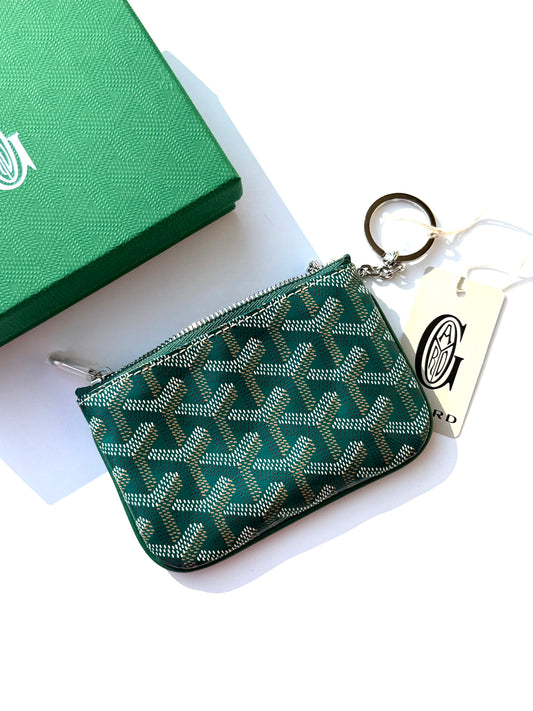 GOYARD Goyardine Nano Senta Key Pouch Green New