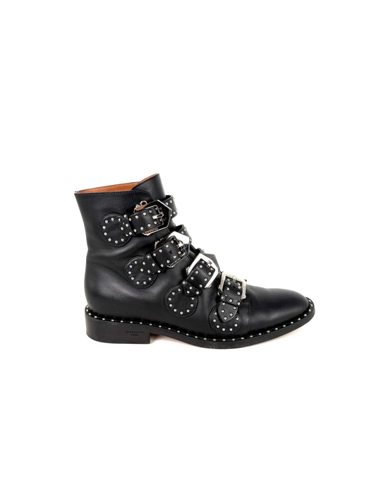 Givenchy Black Elegant Ankle Studded Combat Boots  37.5, 7.5