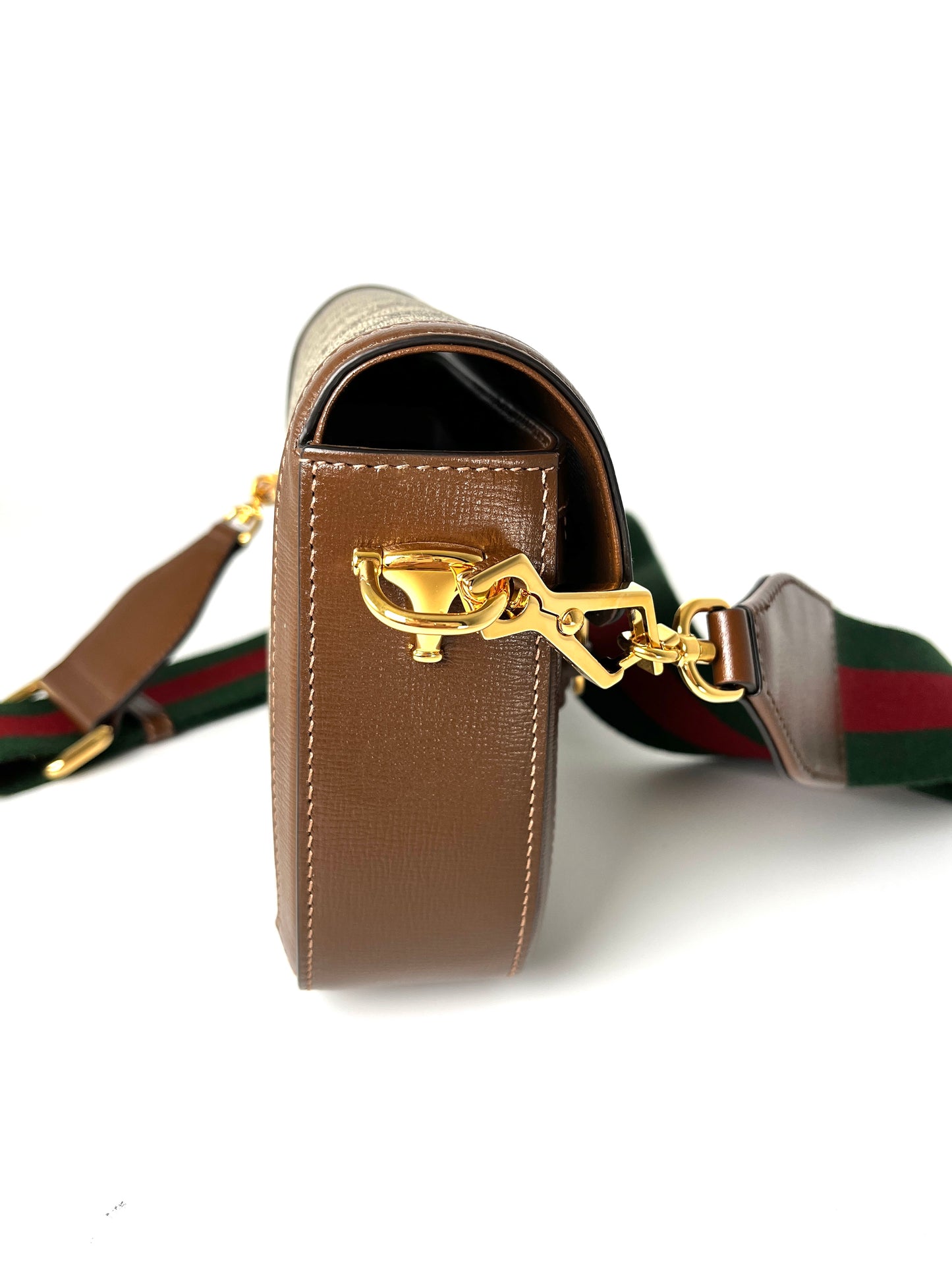 GUCCI Mini GG Supreme 1955 Horsebit Monogram Web Strap  Crossbody Shoulder Bag