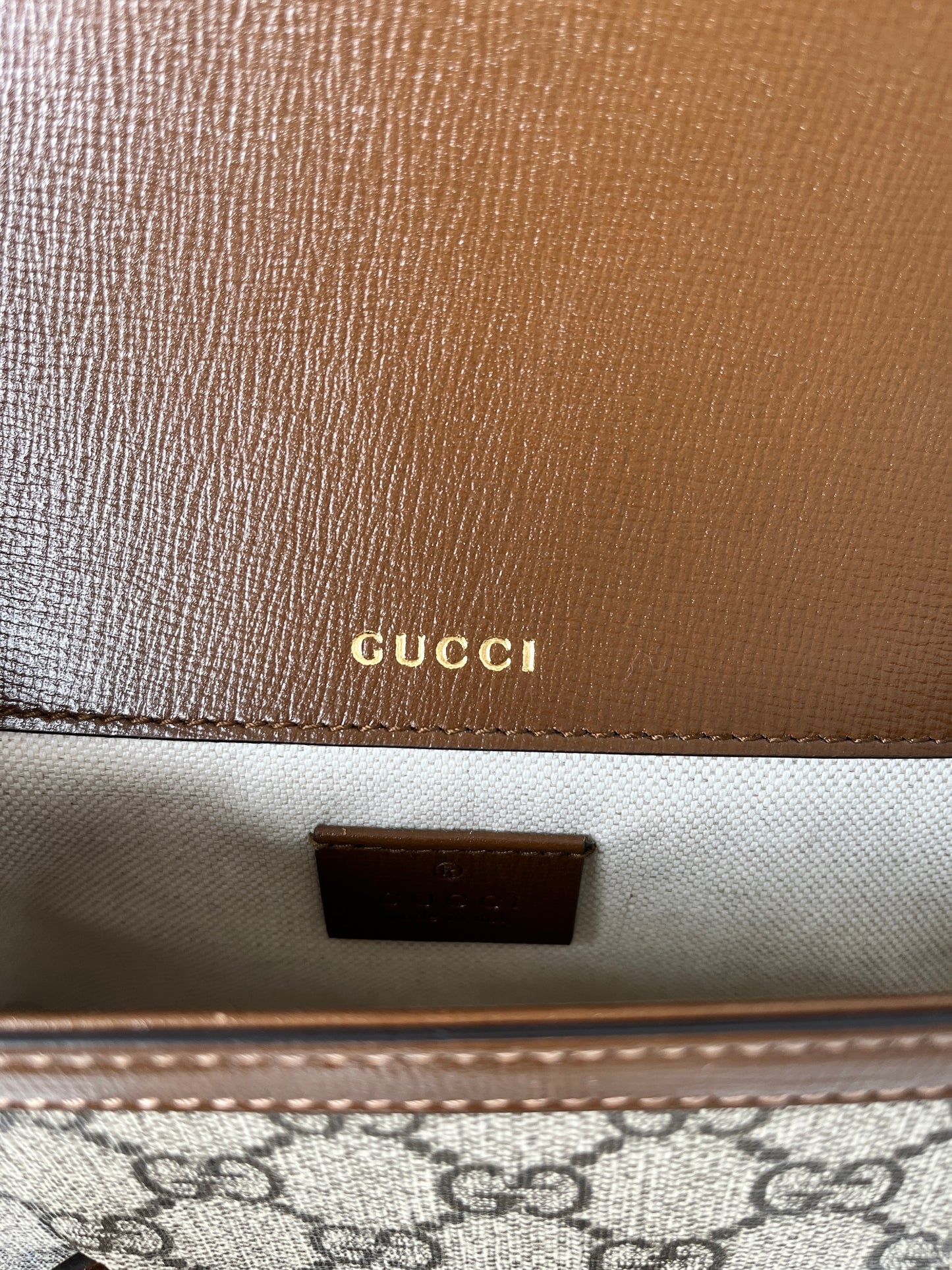 GUCCI Mini GG Supreme 1955 Horsebit Monogram Web Strap  Crossbody Shoulder Bag