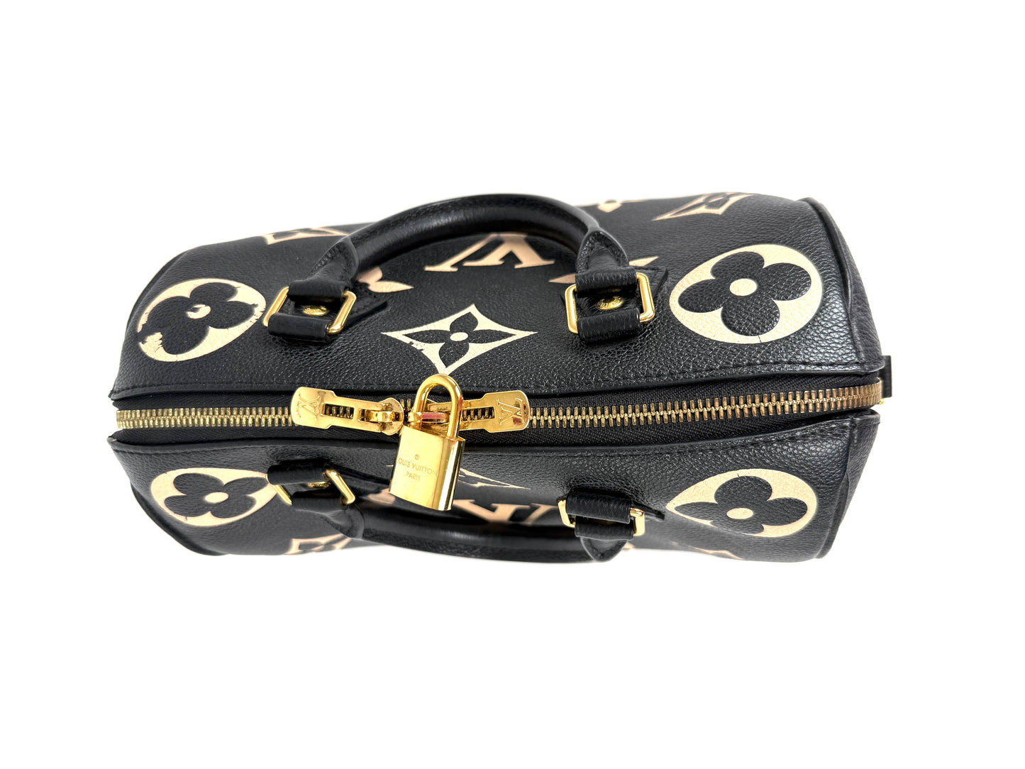 Louis Vuitton Empreinte Giant Monogram Speedy 25 Bandouliere Black Beige Leather Bag