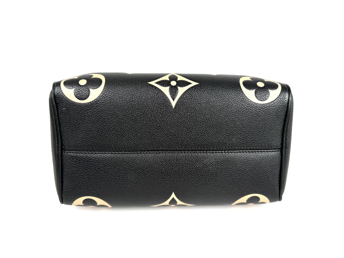 Louis Vuitton Empreinte Giant Monogram Speedy 25 Bandouliere Black Beige Leather Bag