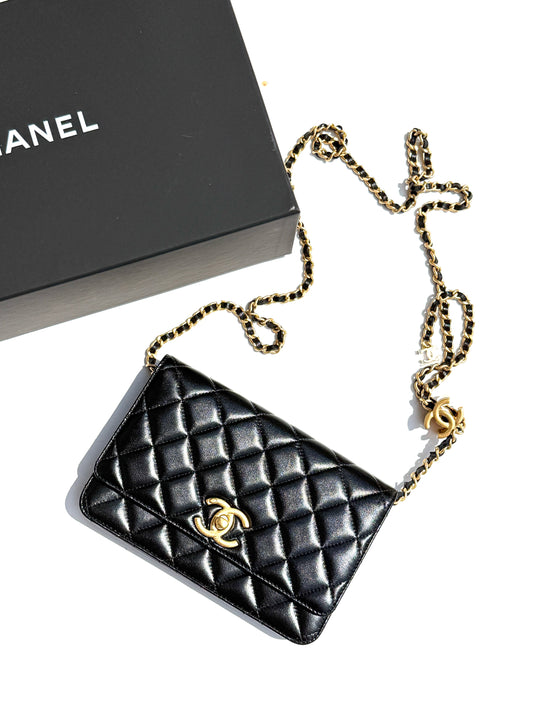 Chanel 2026 Lambskin Quilted Leather Adjustable Wallet on Chain WOC