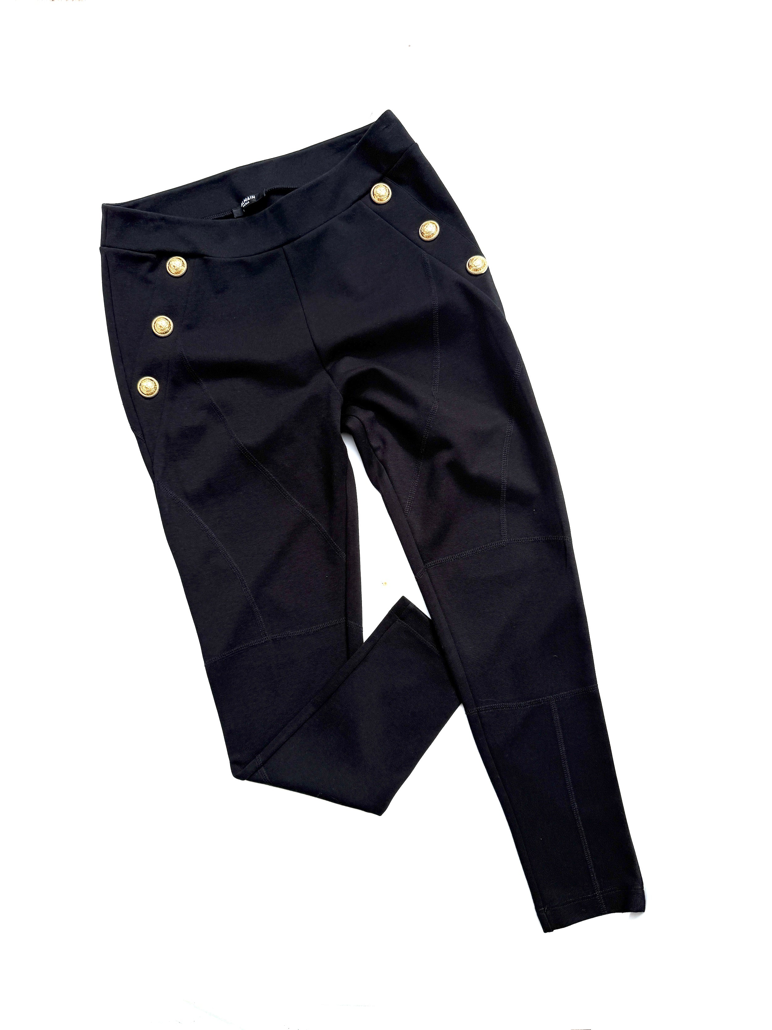 Balmain Side Button Black Classic Jersey Leggings Pants L